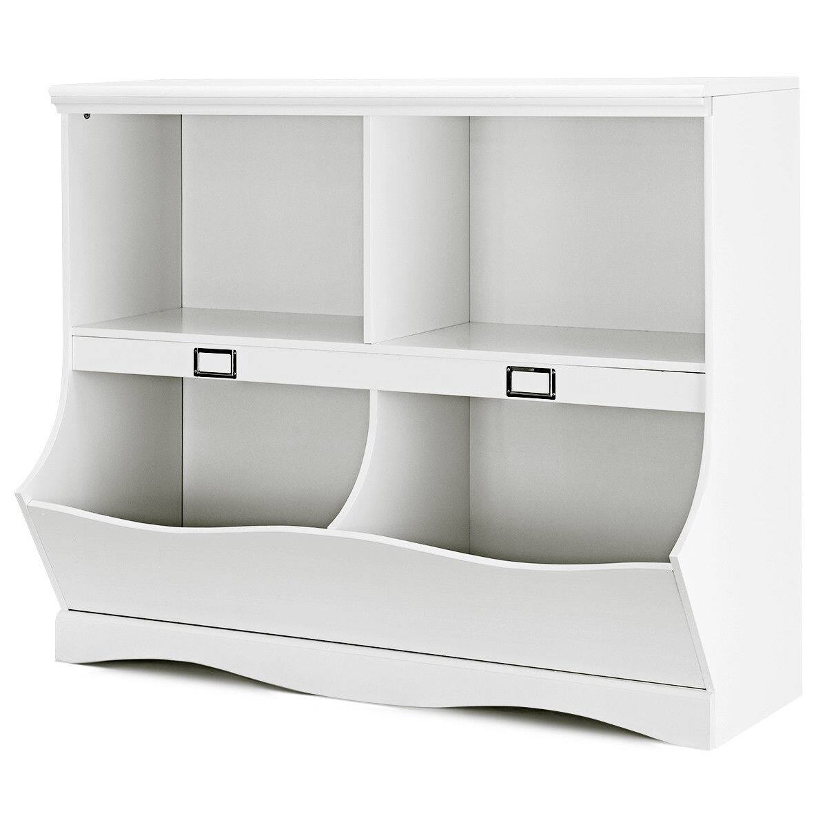Alt View 1. Gymax - Gymax Children Storage Unit Kids Bookshelf Bookcase Baby Toy Organizer Shelf White - White.