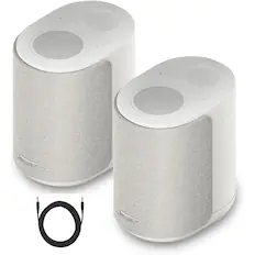 Front. Bose - Bose Stereo Music Bundle with 2 Lifestyle Ultra Speakers, Aux Cable, Wireless Home Speakers, ( White Smoke) - White.