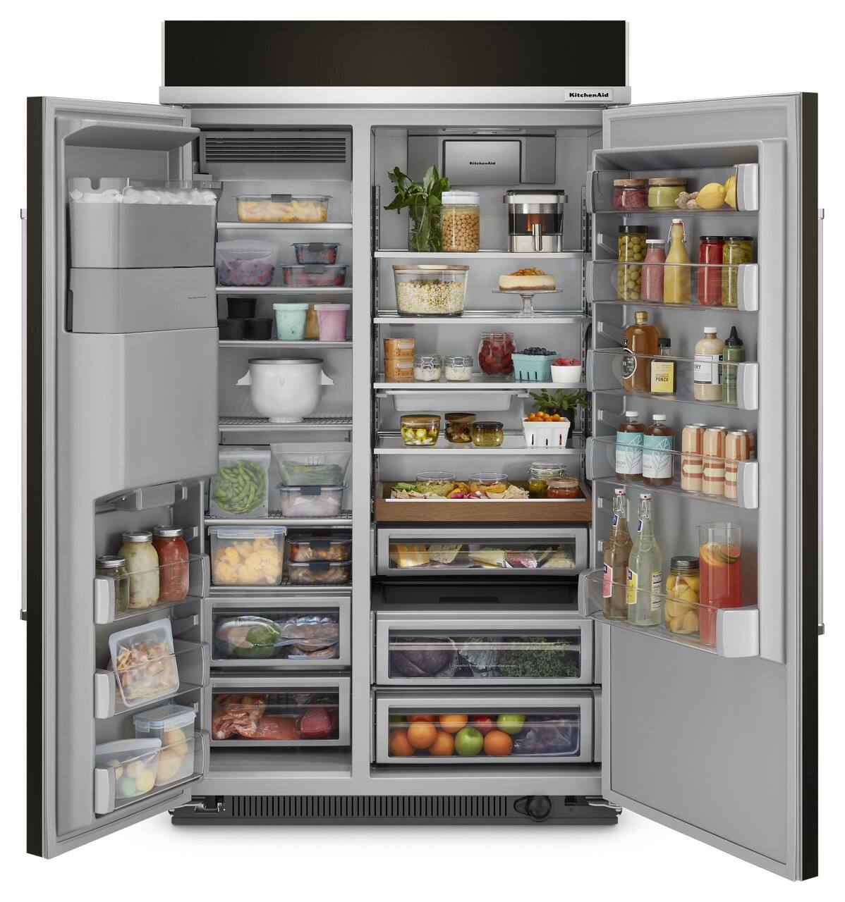 Alt View 2. KitchenAid - 29.4 Cu. Ft. Side-by-Side Refrigerator with Ice and Water Dispenser - Black Stainless Steel with PrintShield Finish.