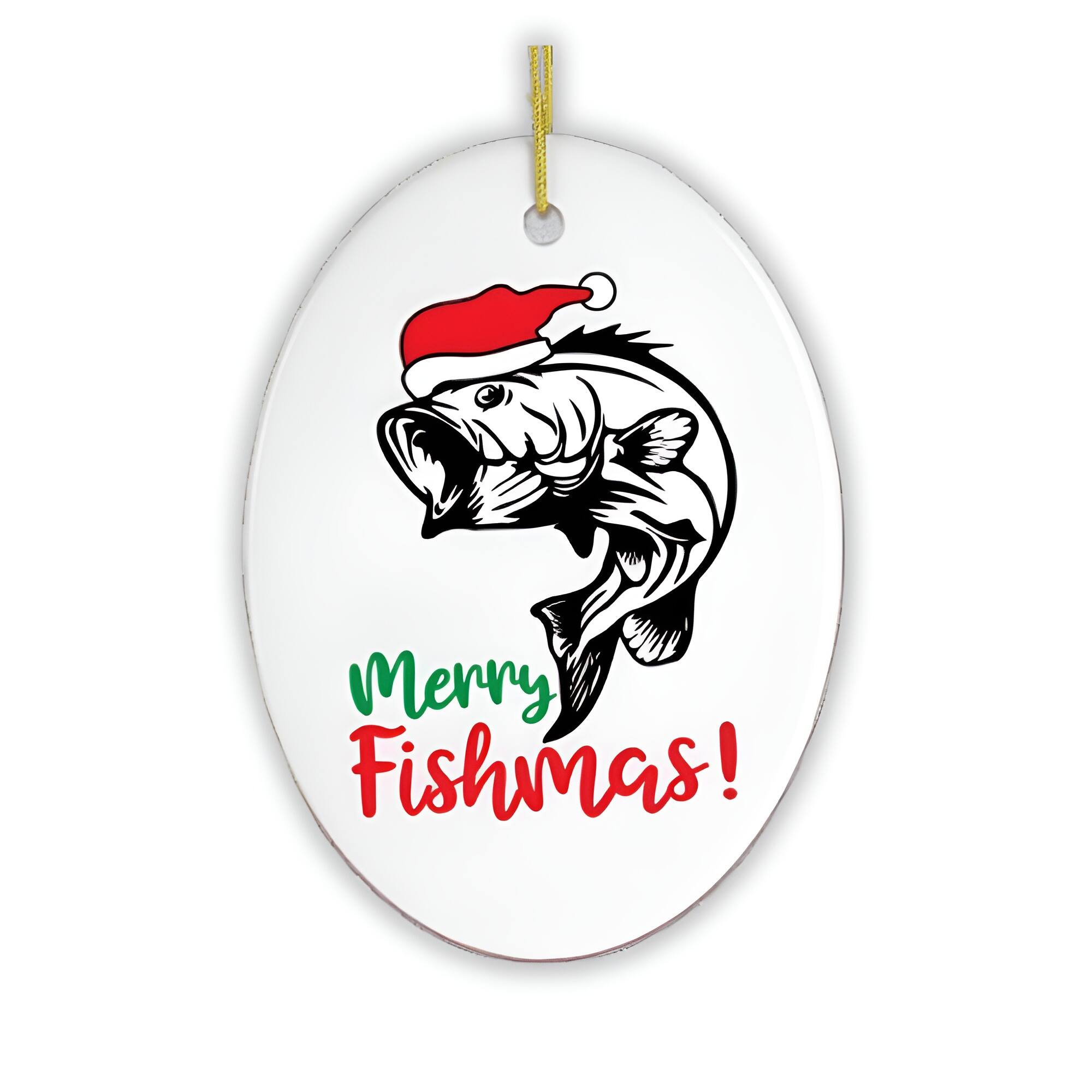 OrnamentallyYou - Merry Fishmas Fishing Christmas Ornament - Multi-colored