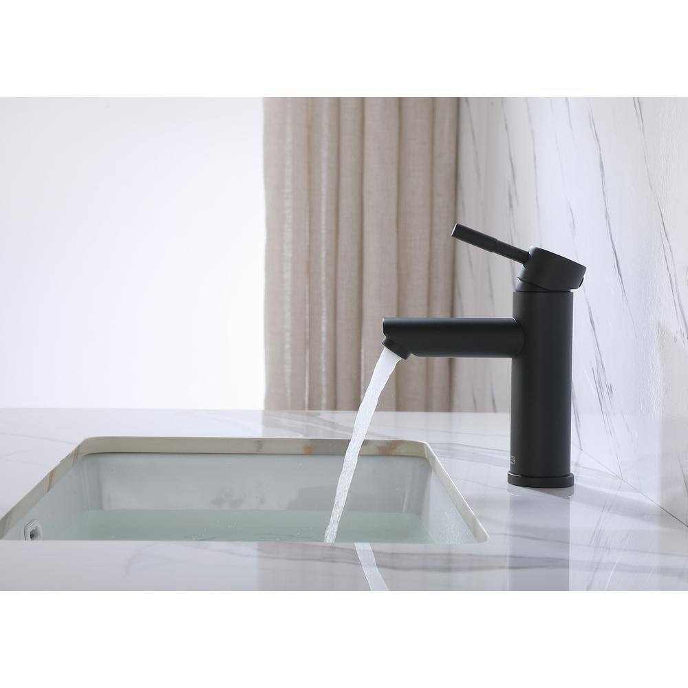 Alt View 6. Elegant Kitchen and Bath - Mia Single Hole Single Handle Bathroom Faucet in Matte Black - Matte Black.