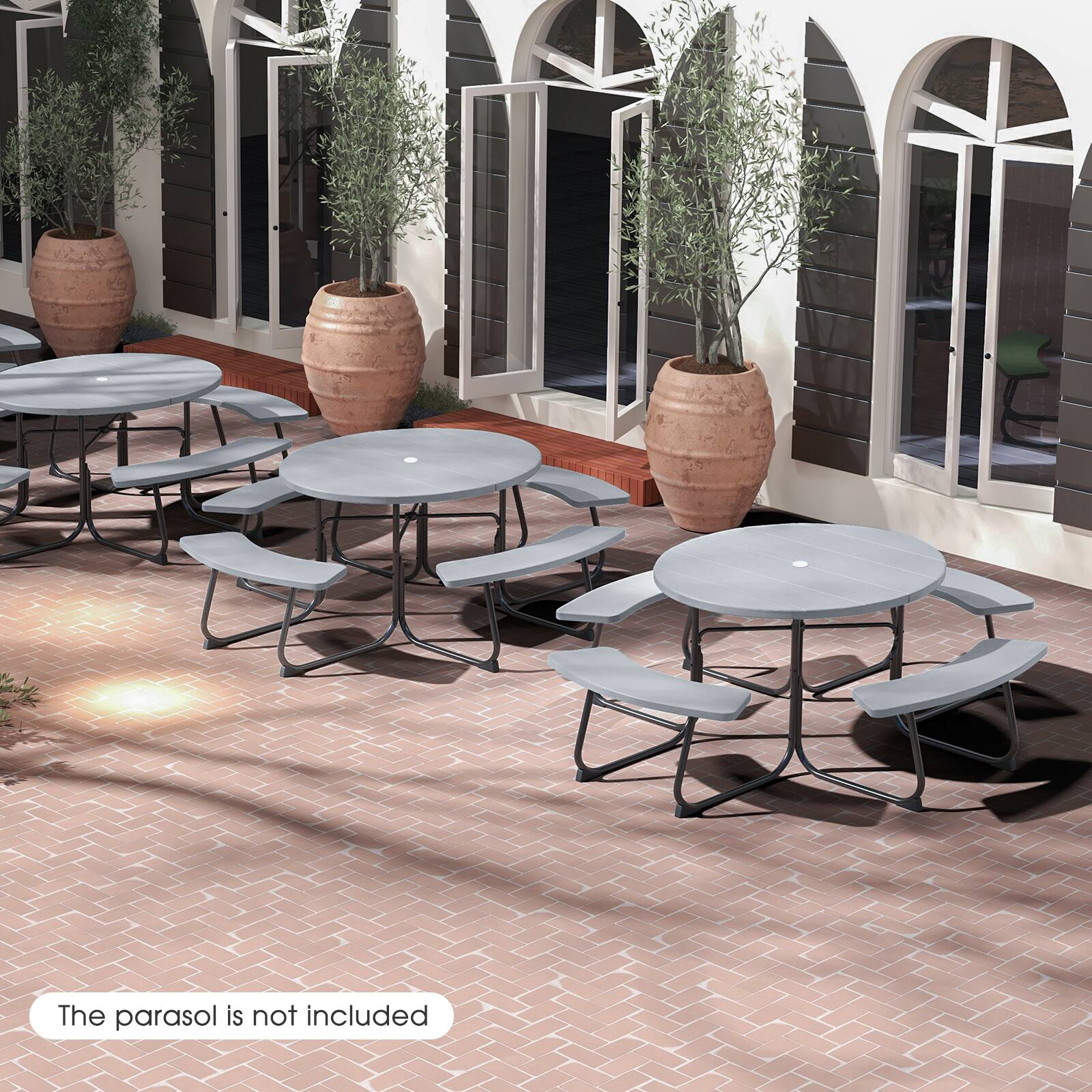 The parasol is not included