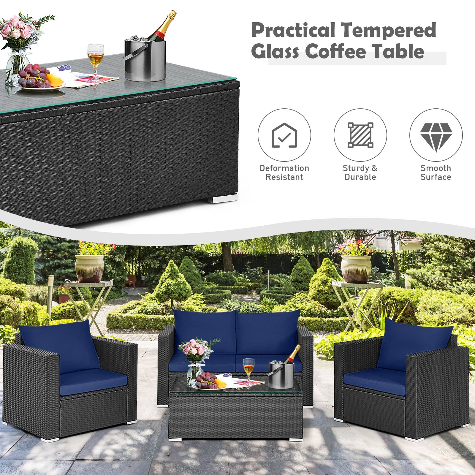 Practical Tempered Glass Coffee Table Deformation Resistant Sturdy & Durable Smooth Surface