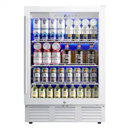SIMZLIFE - Beverage Refrigerator Cooler-180 Cans Freestanding Mini Fridge Cooler, Adjustable Shelvesfor Soda, Wine or Beer - White
