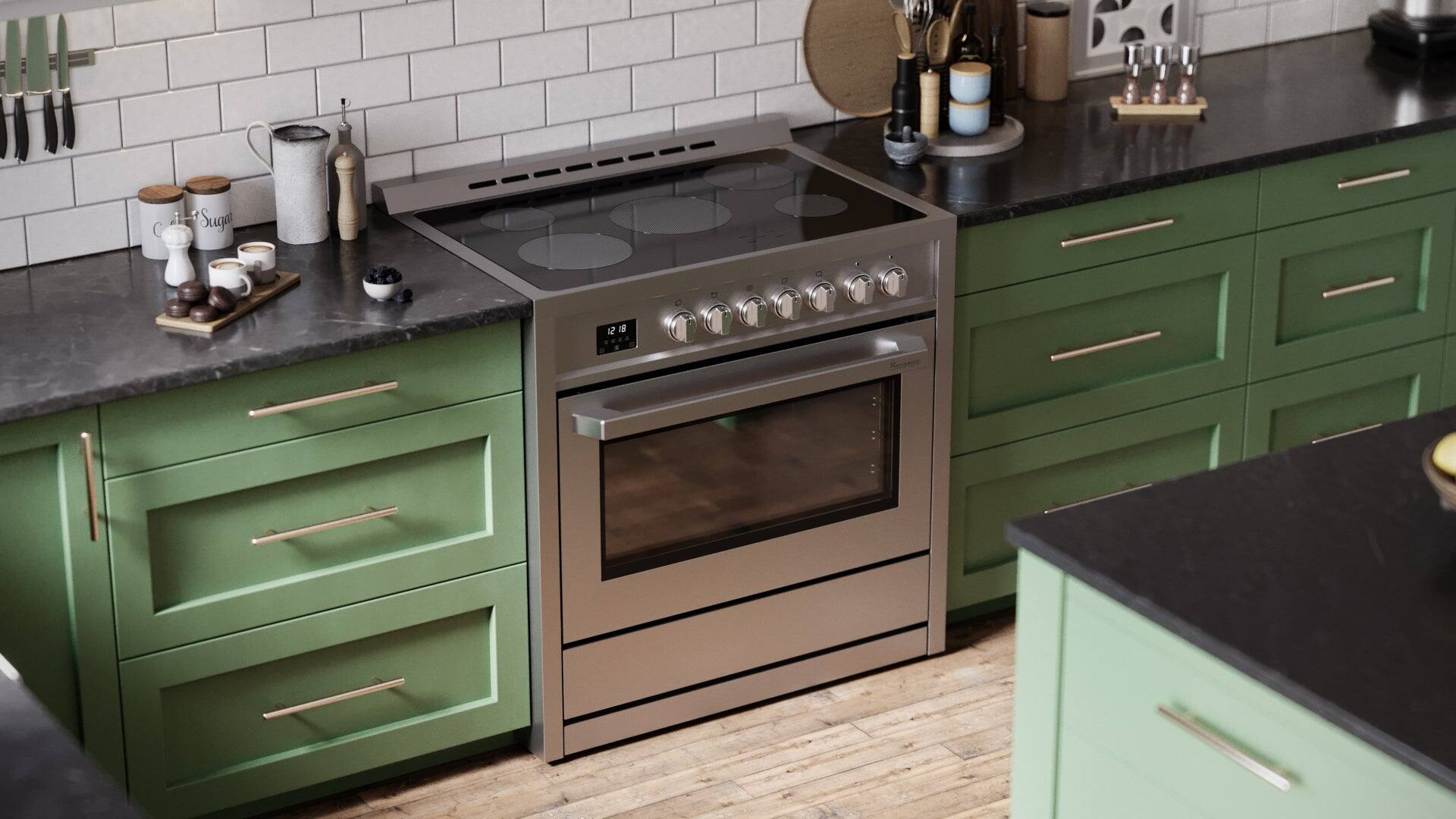 Left. Rangaire - Rangaire 36" Electric Range Convection Oven Freestanding Stainless Steel RRE361TS - Stainless steel.