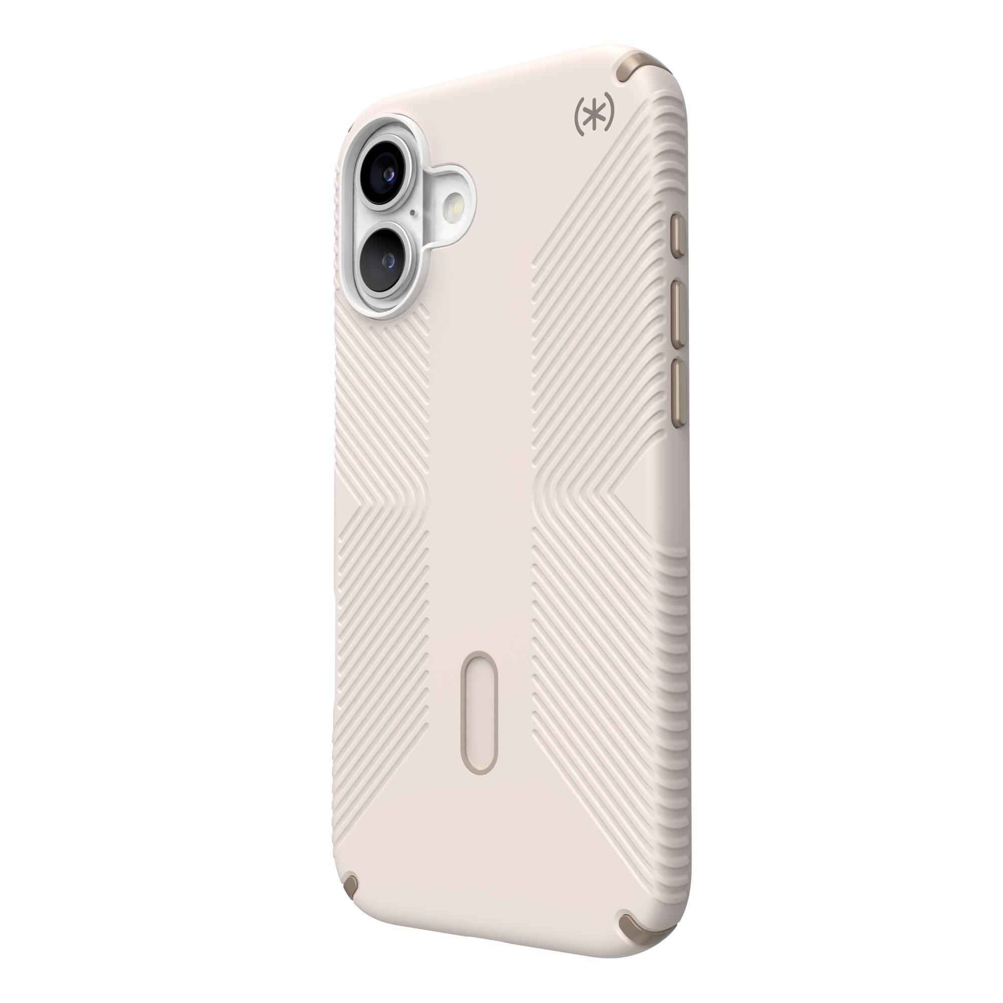 Angle. Speck - Presidio2 Grip ClickLock Case with MagSafe for Apple iPhone 16 Plus - Bleached Bone.