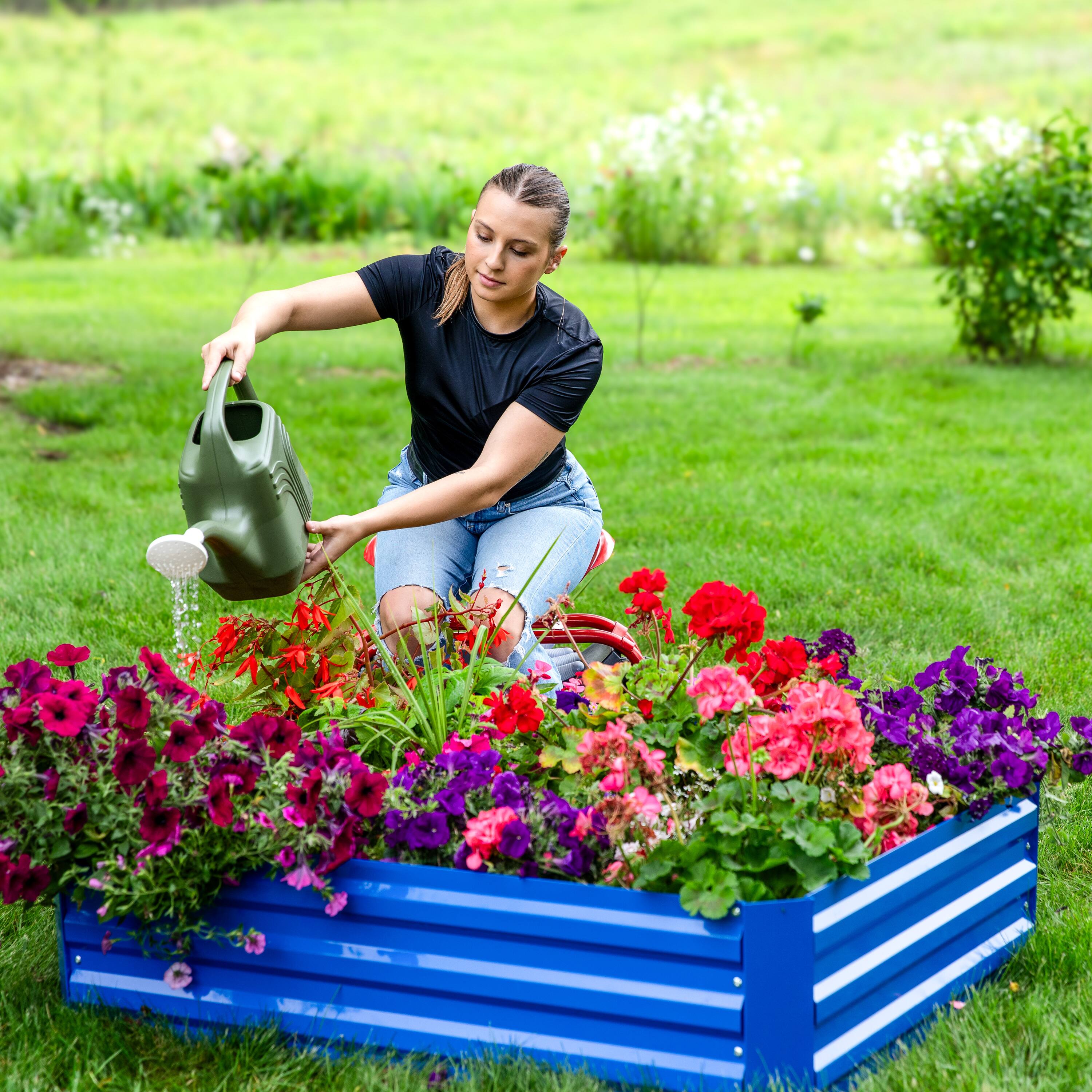 Alt View 8. Sunnydaze - Rectangle Galvanized Steel Raised Bed - 4 x 3 x 1 ft - Blue.