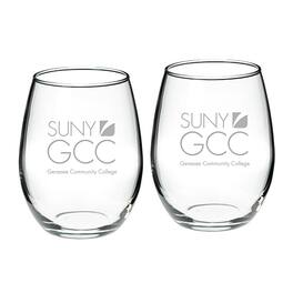Jardine - SUNY Genesee Community College 21oz. 2-Piece Stemless Wine Glass Set - Multicolor