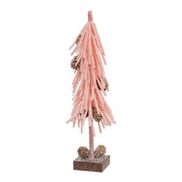 BreeBe - Glittered Foamy Needle Pinecone Tree - 10"H - Pink