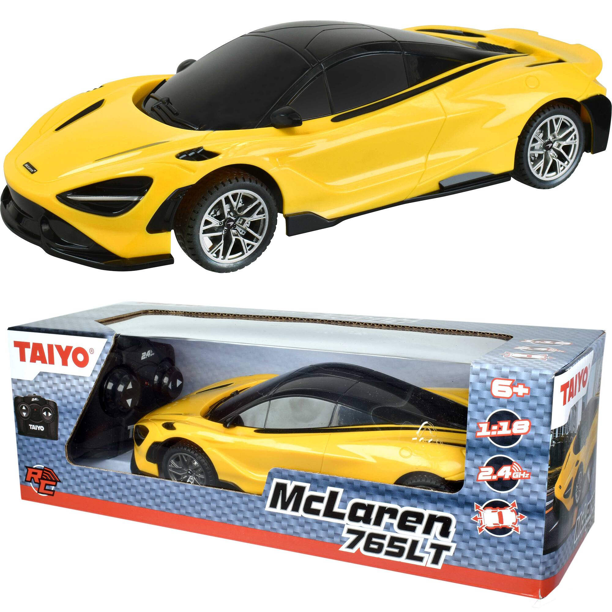 The text on the image is: "TAIYO - 1:18 Z00 MCLAREN 765LT."
