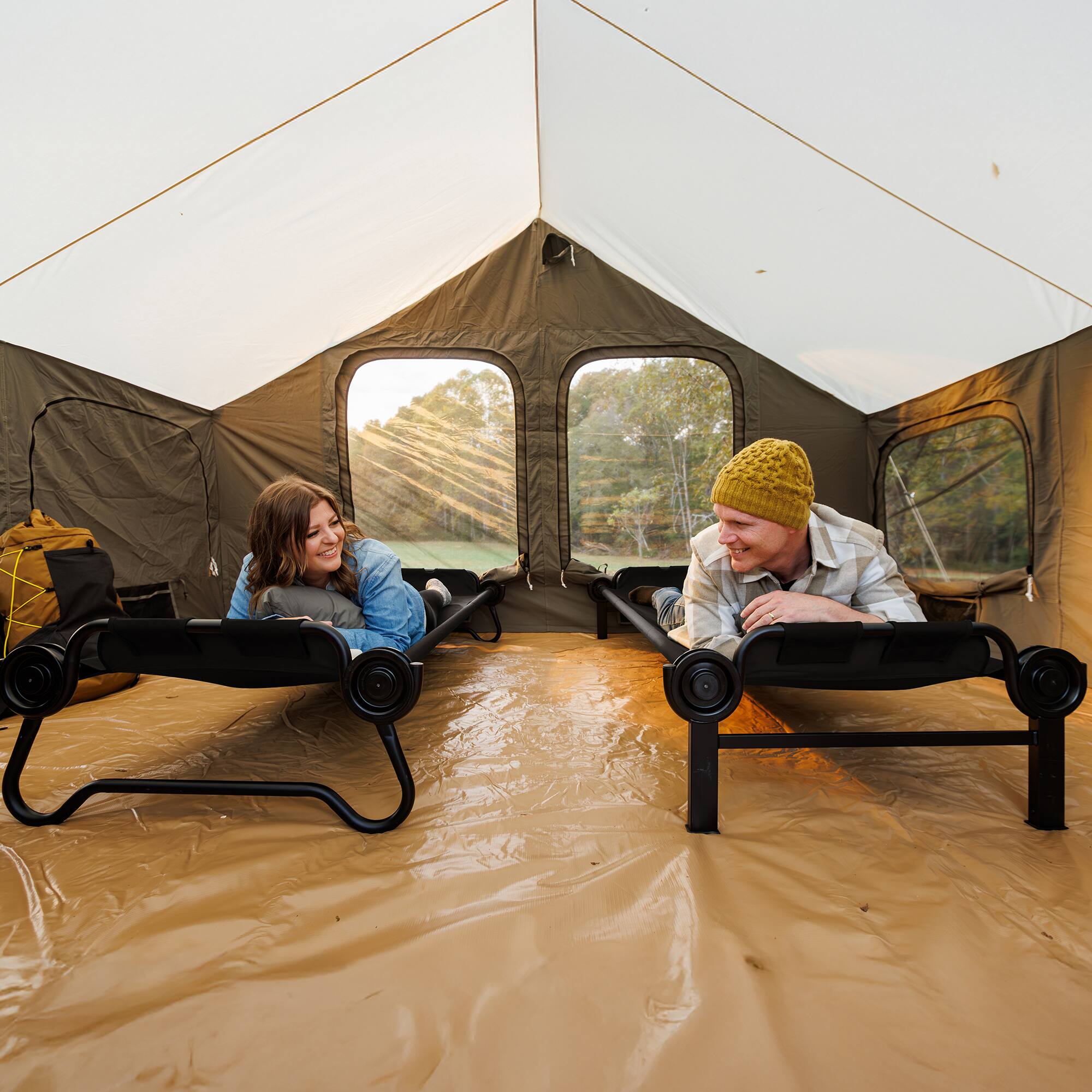 Alt View 6. Disc-O-Bed - Disc-O-Bed 2XL Outdoor Convertible 2 Person Portable Camping Bunking Cots, Black - Black.