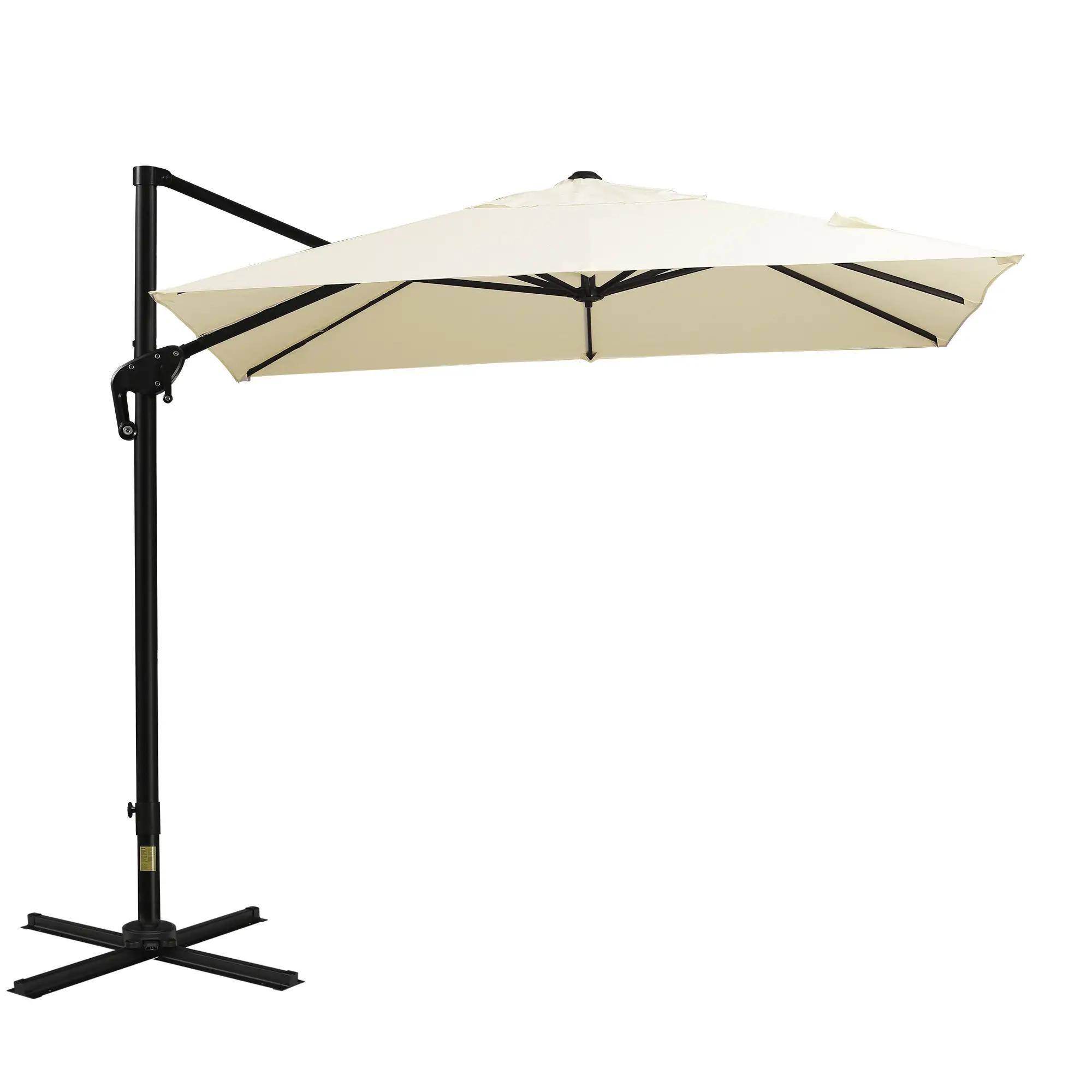 Alt View 7. Spaco - Spaco 8ft Cantilever Umbrella Square Offset with Tilt, Crank and Cross Base - White.