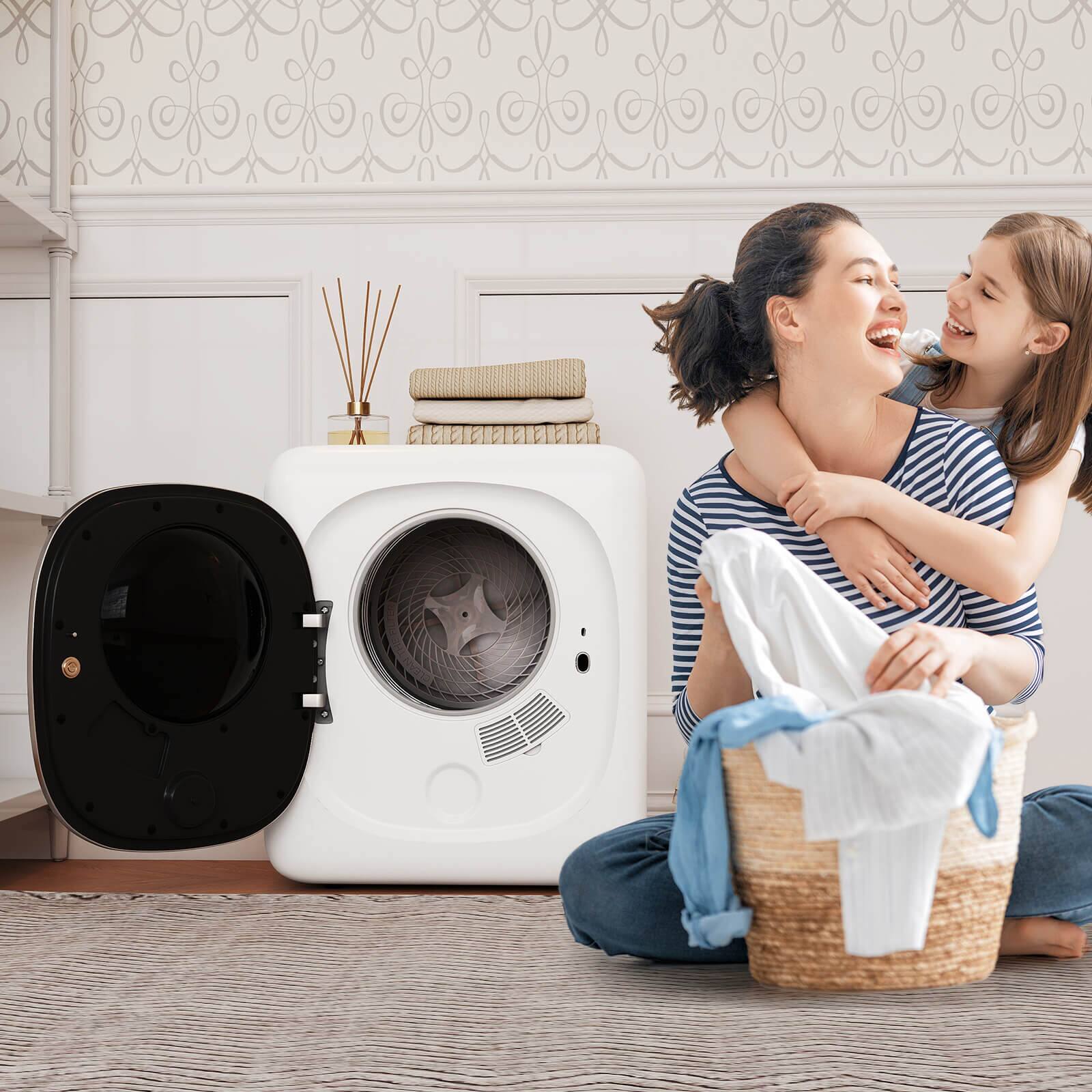 Alt View 1. Costway - Costway 1.5 cu.ft Compact Drying Machine with Stainless Steel Tub & LED Touch Panel - White.