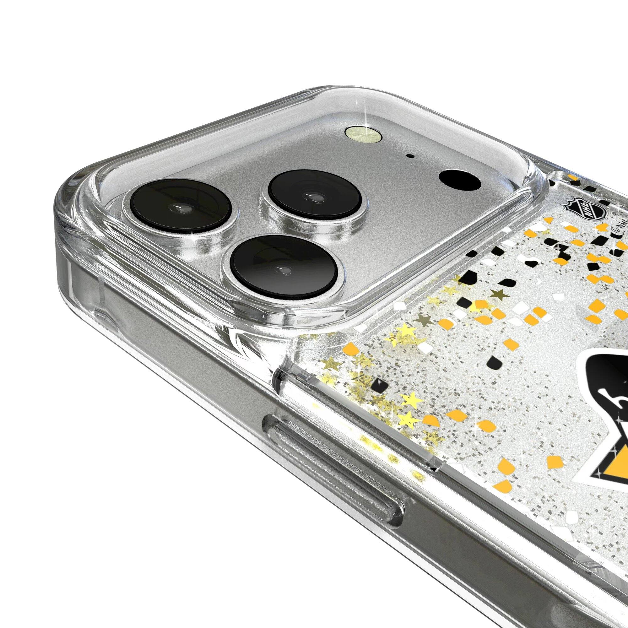 Alt View 2. Keyscaper - Pittsburgh Penguins iPhone Confetti Glitter Case - 12 Pro Max - Multicolor.