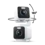Wyze - Duo Cam Pan Dual 2K Indoor/Outdoor Plug-in WiFi Security Camera with Pan/Tilt Motion Tracking & Color Night Vision - White
