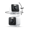 Wyze - Duo Cam Pan Dual 2K Indoor/Outdoor Plug-in WiFi Security Camera with Pan/Tilt Motion Tracking & Color Night Vision - White
