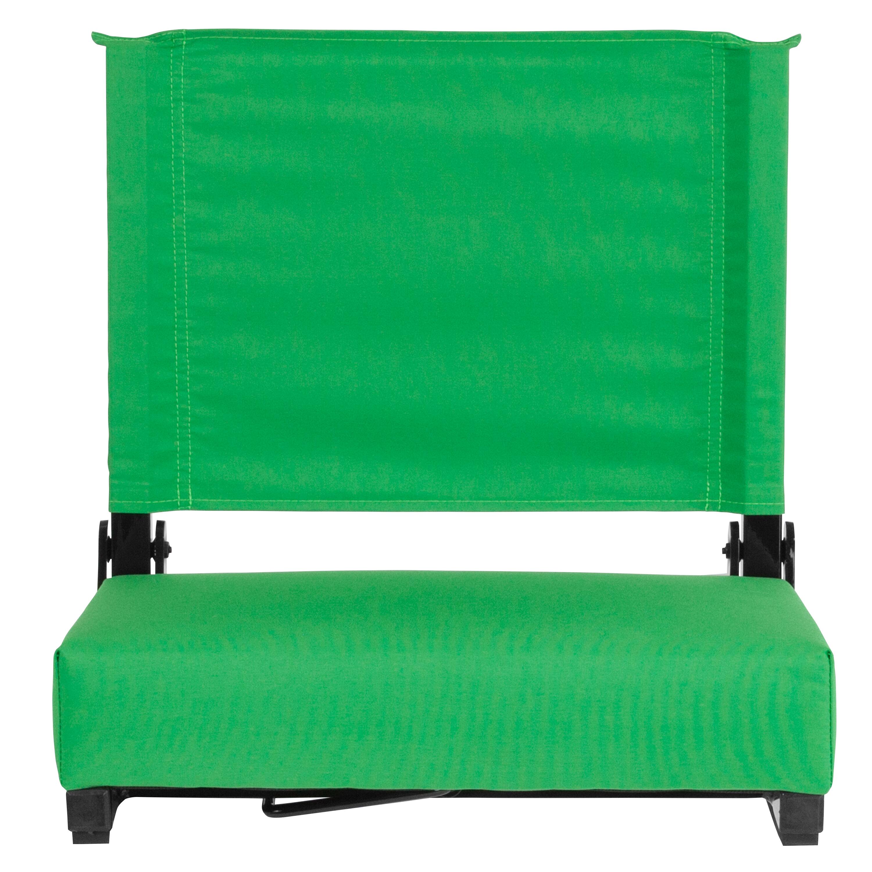 Alt View 6. Emma + Oliver - Set of 2 500 lb. Rated Lightweight Stadium Chair with Ultra-Padded Seat - Bright Green.