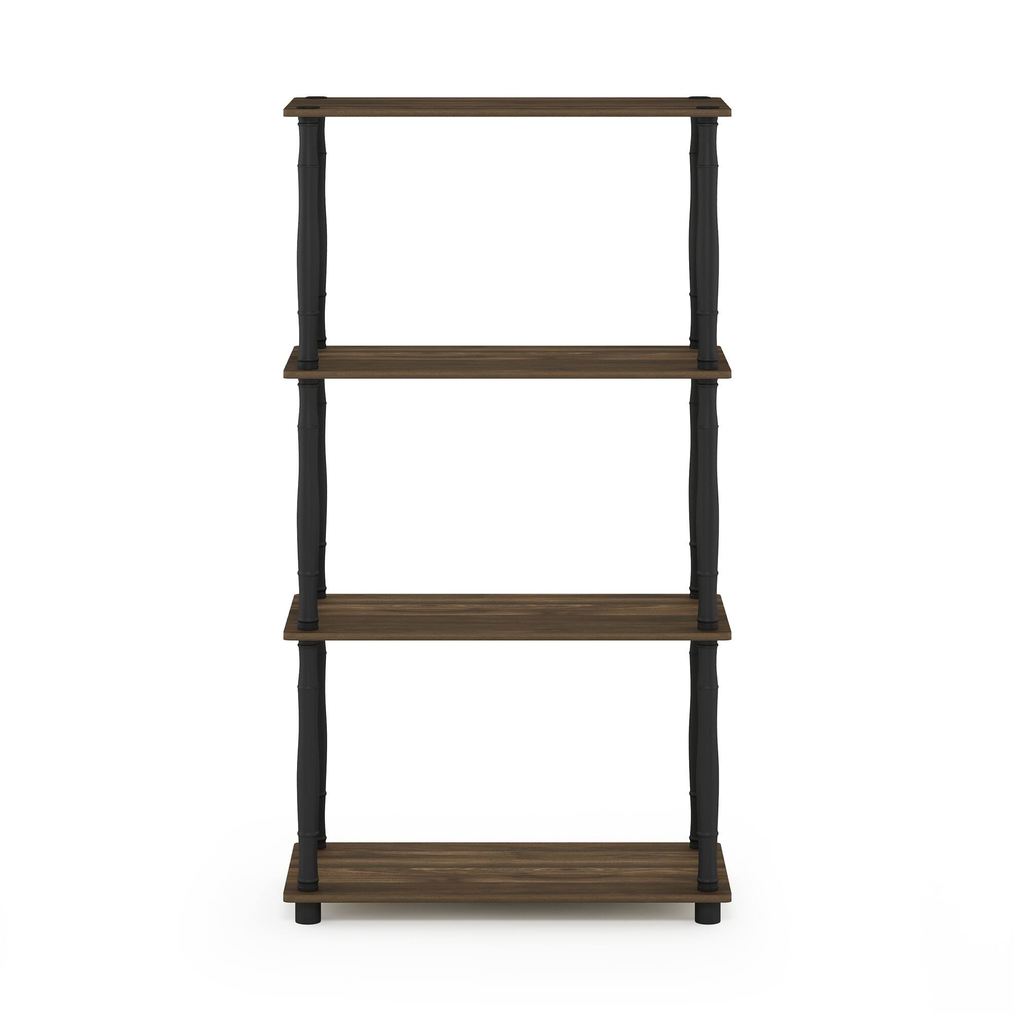 Alt View 2. Furinno - Turn-N-Tube 4-Tier Multipurpose Shelf Display Rack with Classic Tubes, Columbia Walnut/Black - Columbia Walnut/Black.