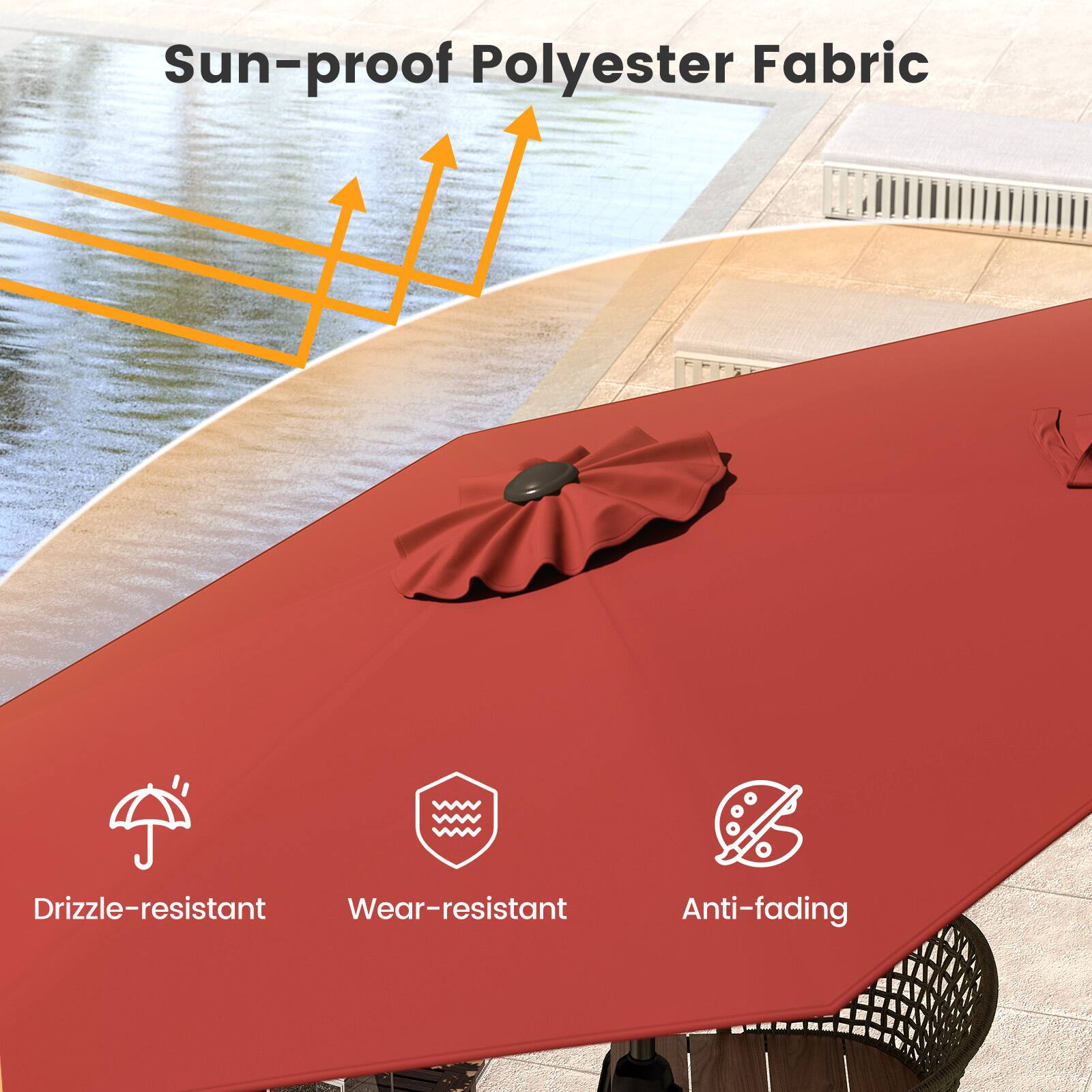 Sun-proof Polyester Fabric
Drizzle-resistant
Wear-resistant
Anti-fading