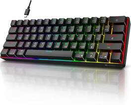 TECH SAFARI - 60 Gaming Keyboards 61 Keys Wired Ultra-compact Mechanical 26 Rgb Backlit With Red Mini For Windows Macos - Blue Switch