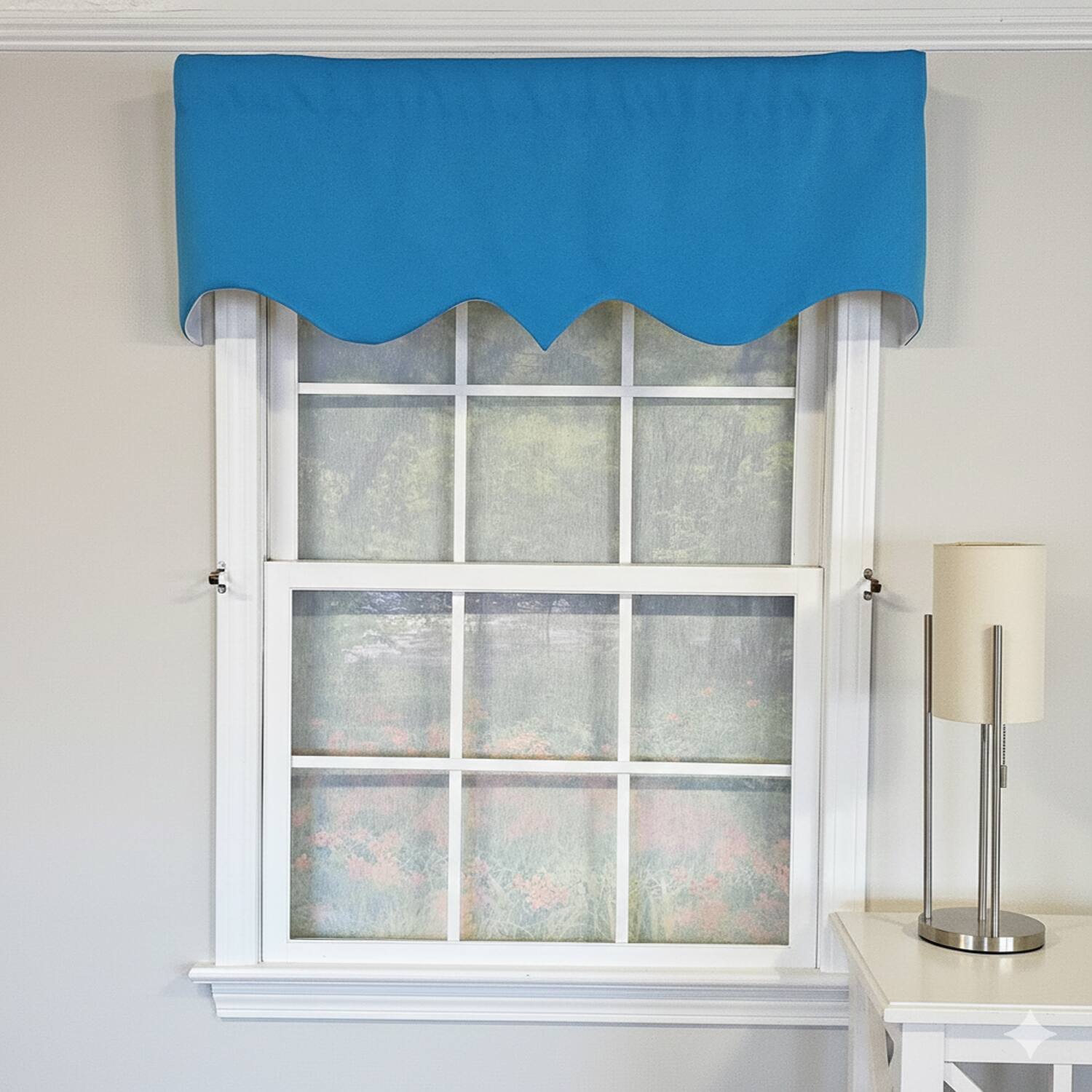 Angle. RLF Home - RLF Home Primo Regal 100% Cotton Rod Pocket Lined  Window Valance 50" x 17" Blue - Blue.