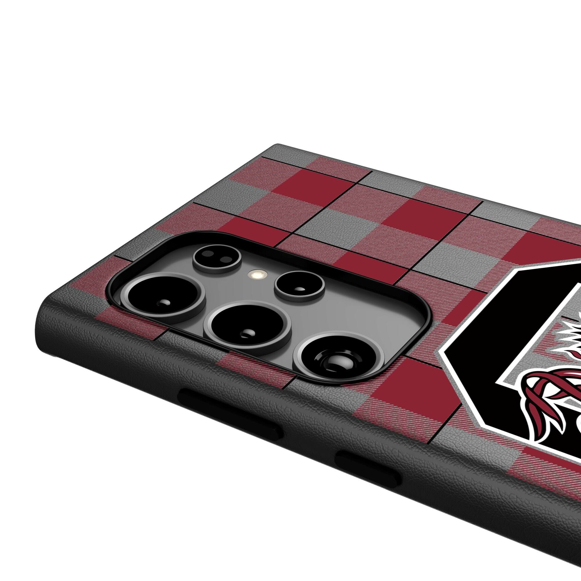 Alt View 3. Keyscaper - South Carolina Gamecocks Plaid Galaxy Magnetic Bump Case - S25 - Black.