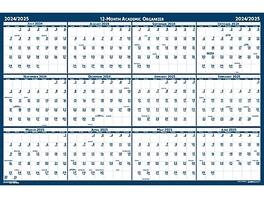 House of Doolittle - 2024-2025 37" x 24" Academic Yearly Dry-Erase Wall Calendar, Reversible - White/Blue