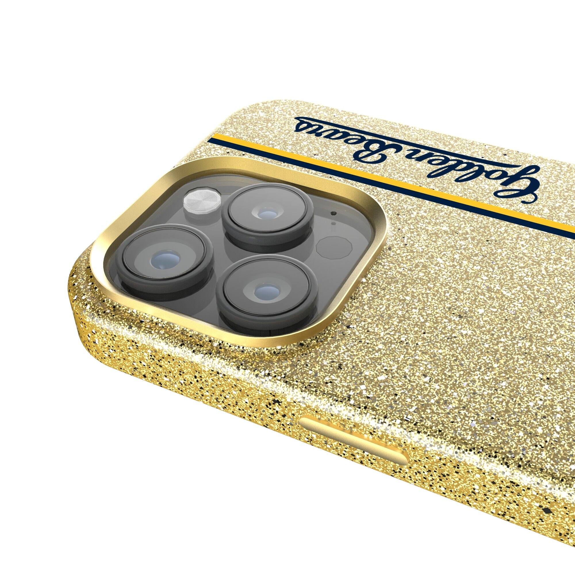 Alt View 2. Keyscaper - Gold Cal Bears iPhone Bling Case - 15 Pro Max - Gold.