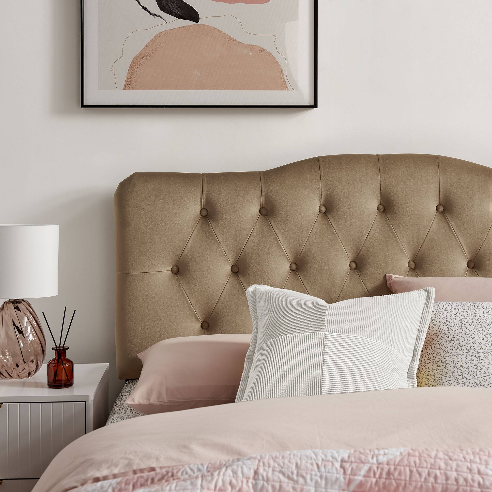 Alt View 1. Modway - Annabel Diamond Tufted Performance Velvet Headboard by Modway - Taupe.