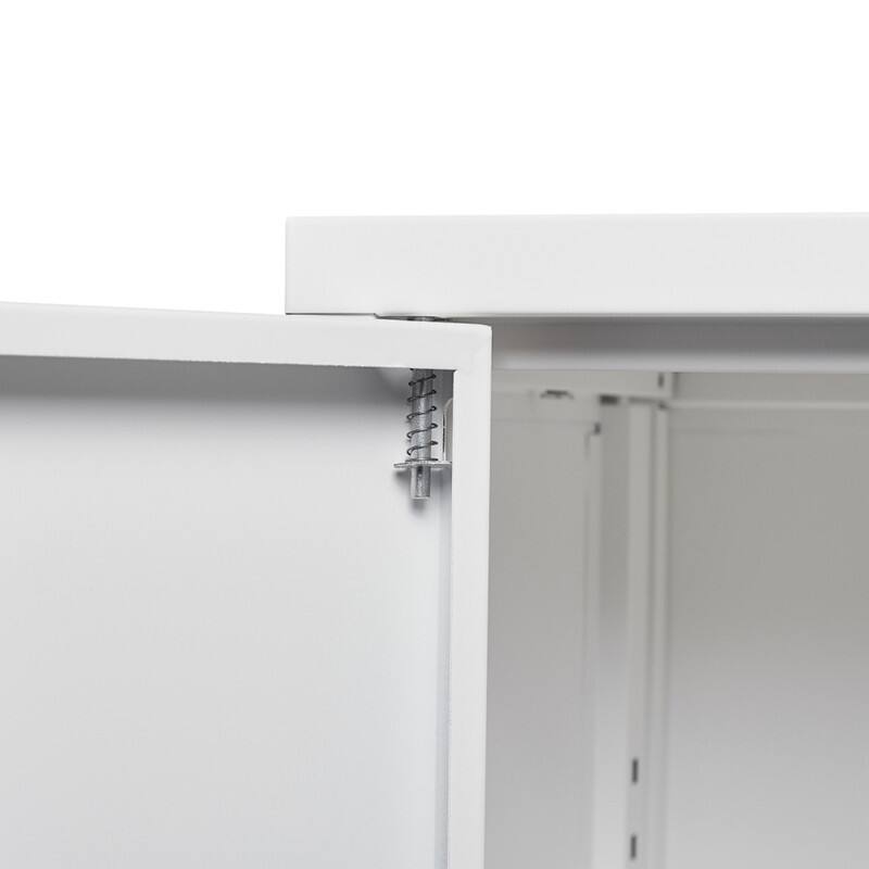 Alt View 6. ALEXOUN - Simplistic Folding Storage Cabinet with Lock, Adjustable Shelves - Easy Assembly, for Home Office School Garage - White.