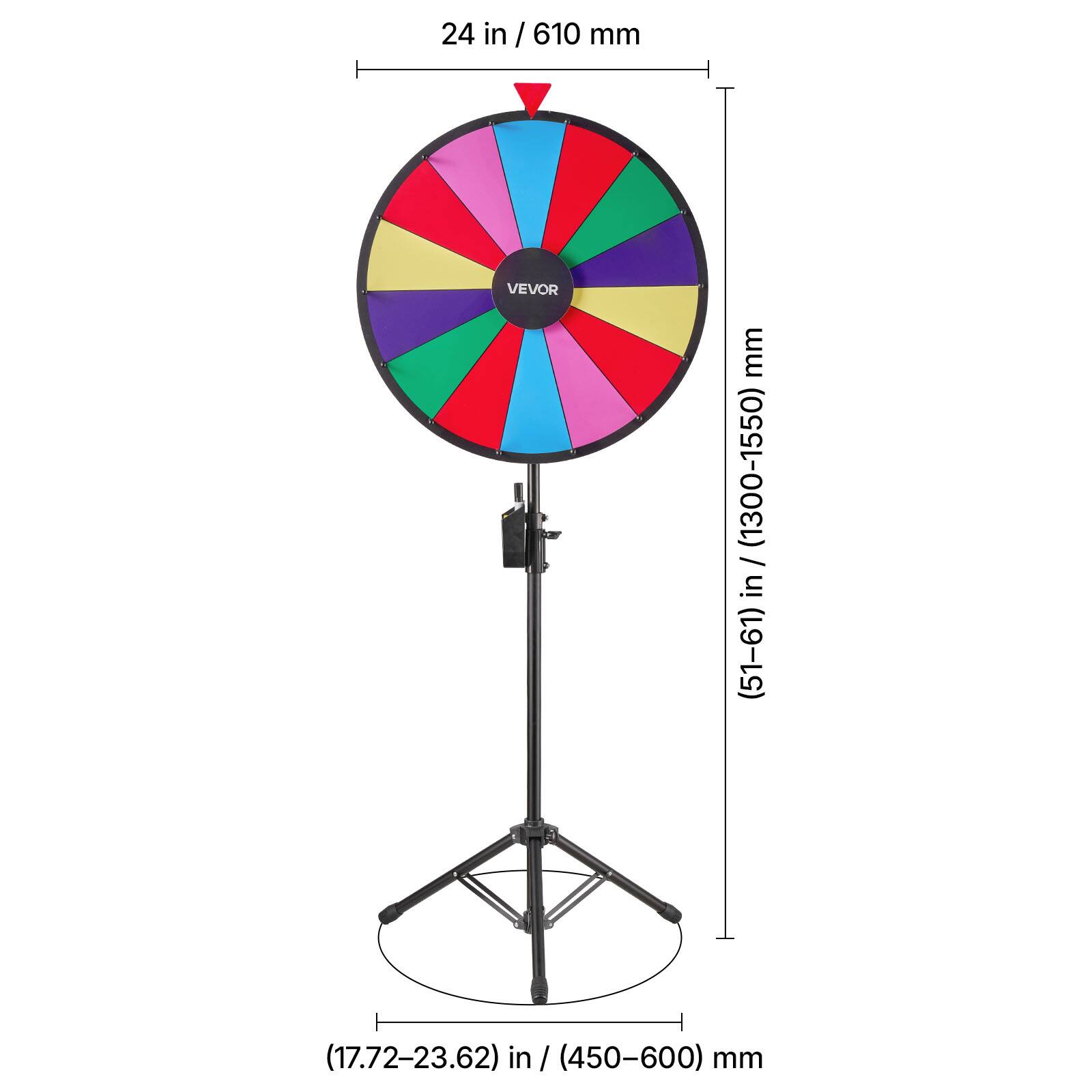 24 in / 610 mm  
(51-61) in / (1300-1550) mm  
(17.72-23.62) in / (450-600) mm