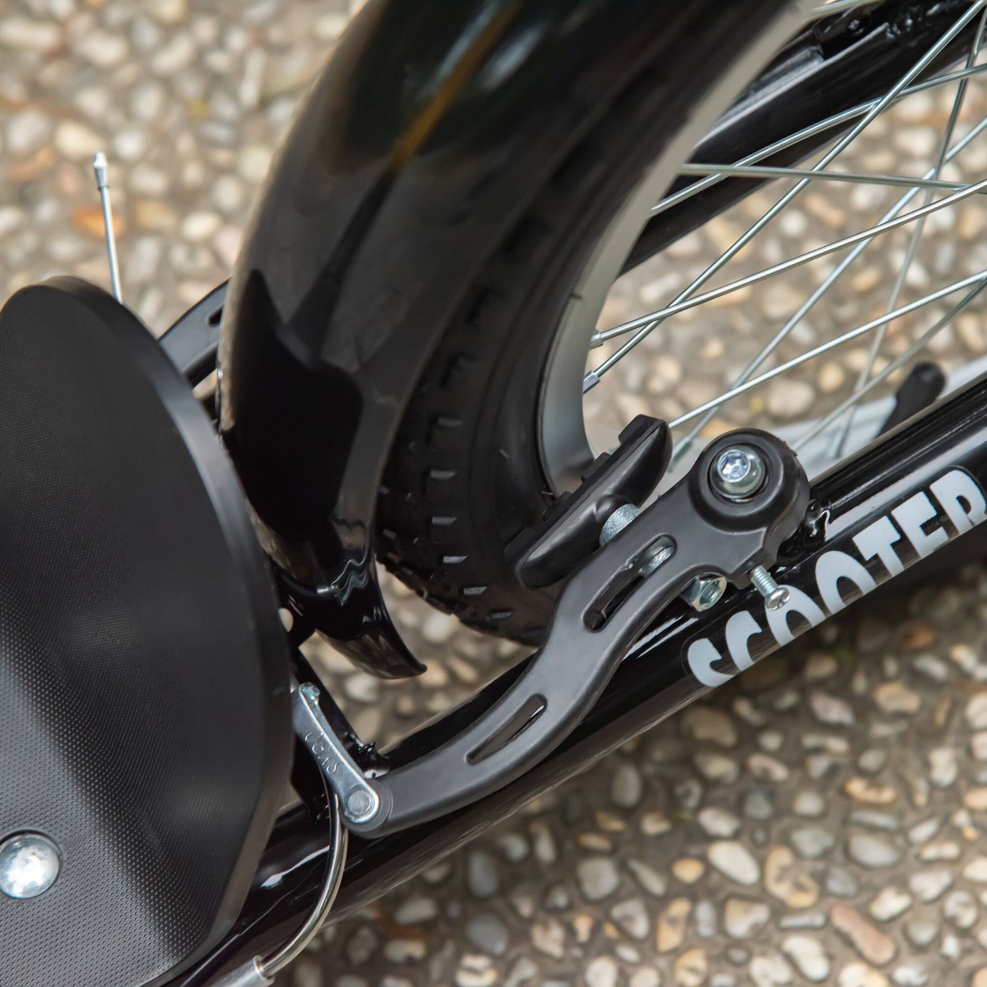 Alt View 5. Aosom - Youth Scooter, Kick Scooter with Adjustable Handlebars, Double Brakes, 16" Inflatable Rubber Tires, Basket, Cupholder - Orange.