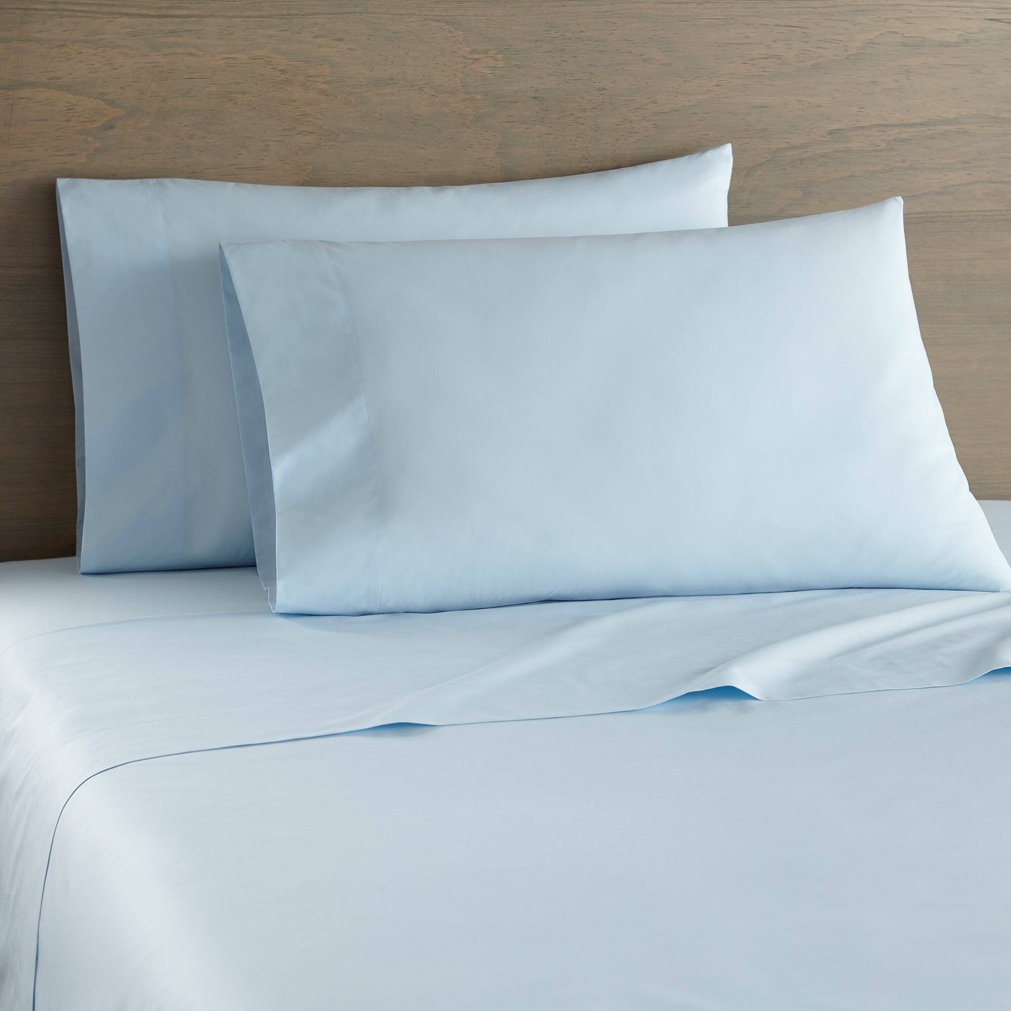 Alt View 3. Shavel Home Products - Luxury 250 Thread Count Percale Cotton Sheet Set in Nantucket Blue by Shavel Home Products - Nantucket Blue.