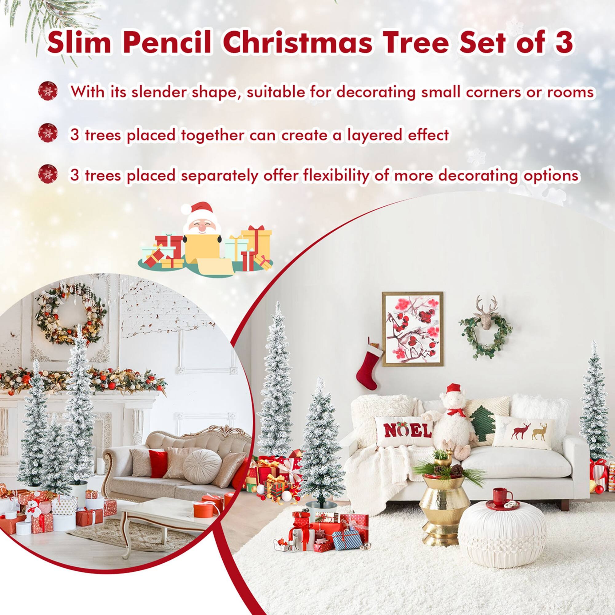 Slim Pencil Christmas Tree Set of 3

- With its slender shape, suitable for decorating small corners or rooms
- 3 trees placed together can create a layered effect
- 3 trees placed separately offer flexibility of more decorating options