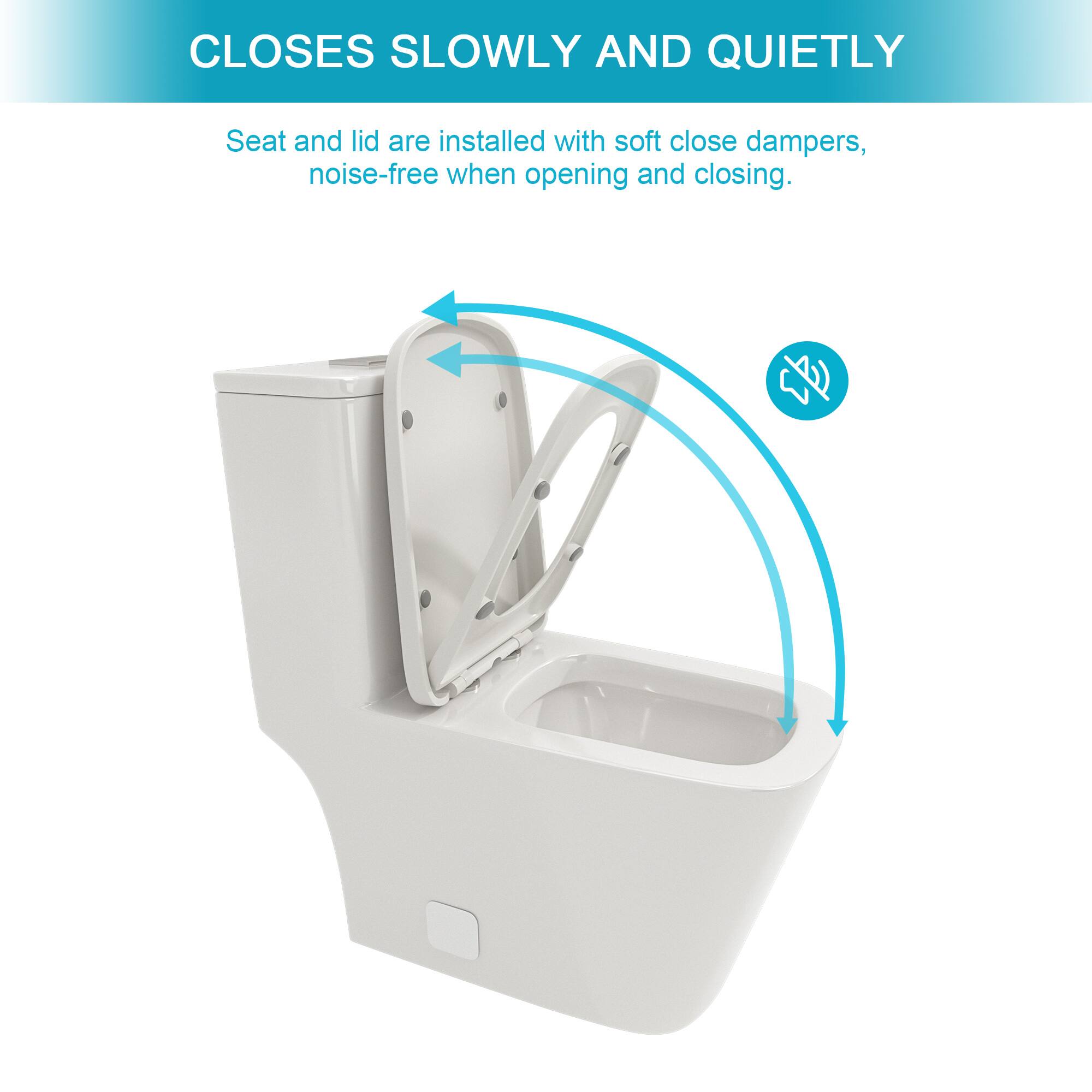 Closes slowly and quietly  
Seat and lid are installed with soft close dampers, noise-free when opening and closing.