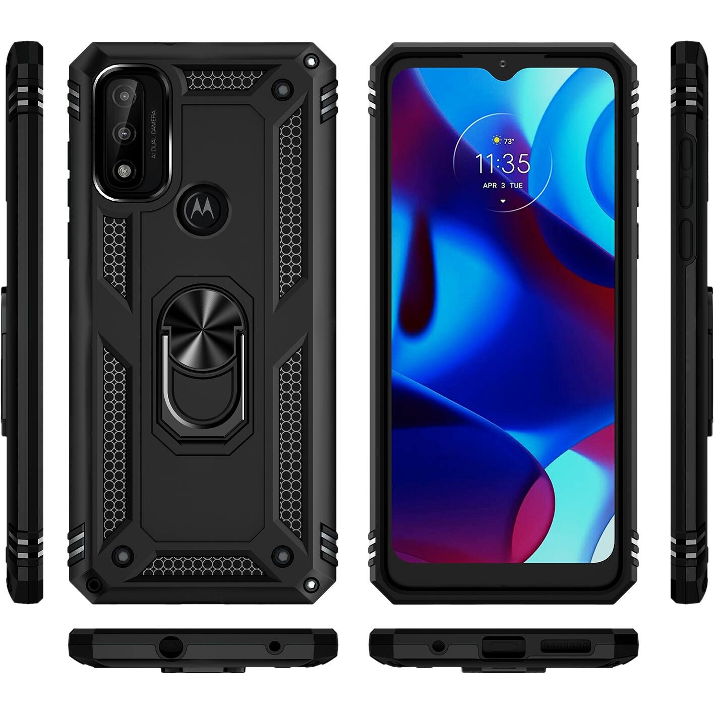 Alt View 11. SaharaCase - Military Kickstand Series Case for Motorola Moto G Pure, G Power 2022, and G Play 2023 - Black.