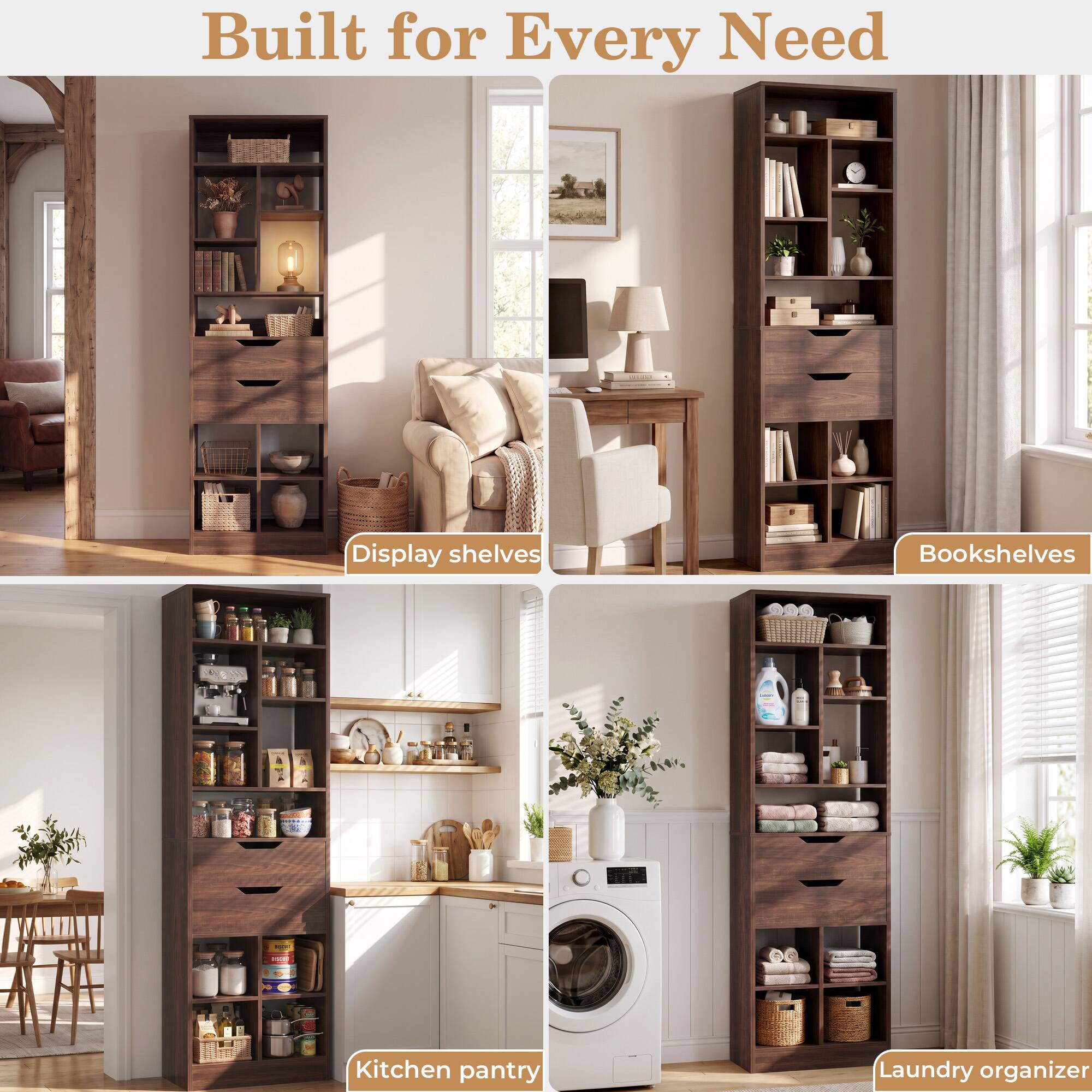 Built for Every Need

- Display shelves
- Bookshelves
- Kitchen pantry
- Laundry organizer