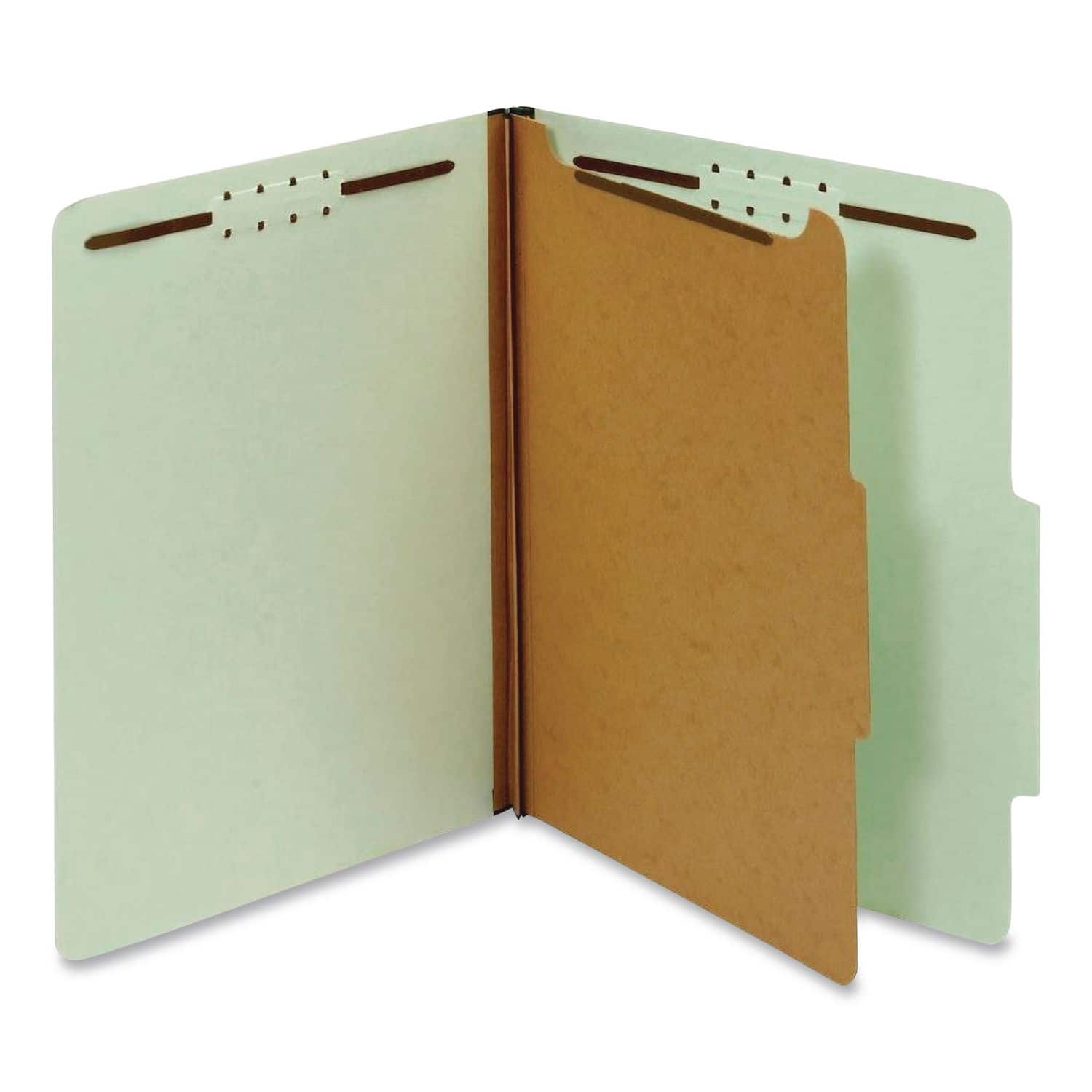 Tops Business Forms - Recycled Classification Folders, 1.75" Expansion, 1 Divider, 4 Fasteners, Legal Size, Light Green Exterior, 10/Box