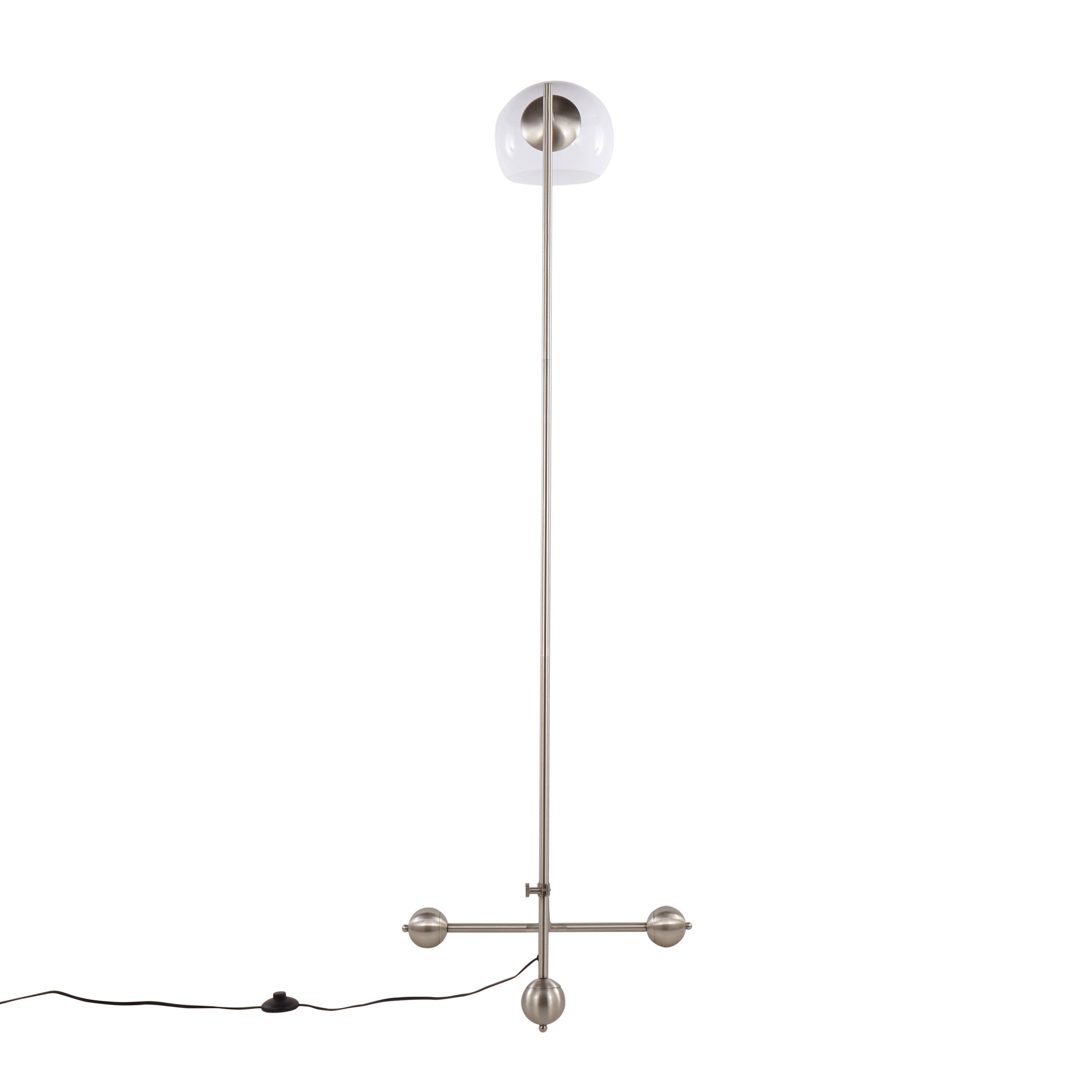 Alt View 1. Loheer - Loheer Eileen Contemporary Floor Lamp Brushed Nickel Standing Light with White Plastic Shade for Living Room Bedroom - Brushed Nickel.