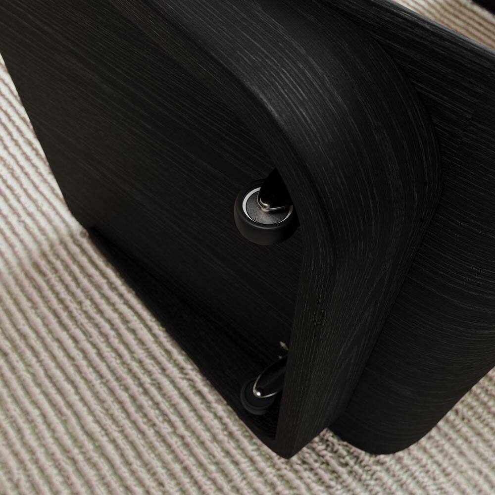 Alt View 4. POVISON - 15" Modern C-Shaped Side Table with Wheels, Mid-Century Modern, Black Color End Table for Living Room - Black.