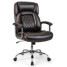 WELLFOR - Height Adjustable Big and Tall Office Chair Computer Desk Chair with Metal Base - Brown