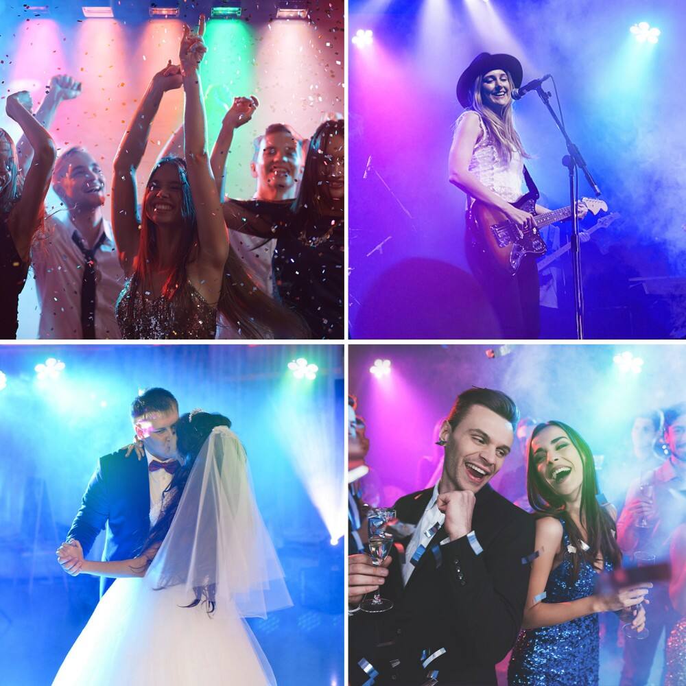 Left. UKing - LED 6x18W RGBWA+UV Battery Powered WIRELESS DMX Par Can DJ Uplighting Wedding.