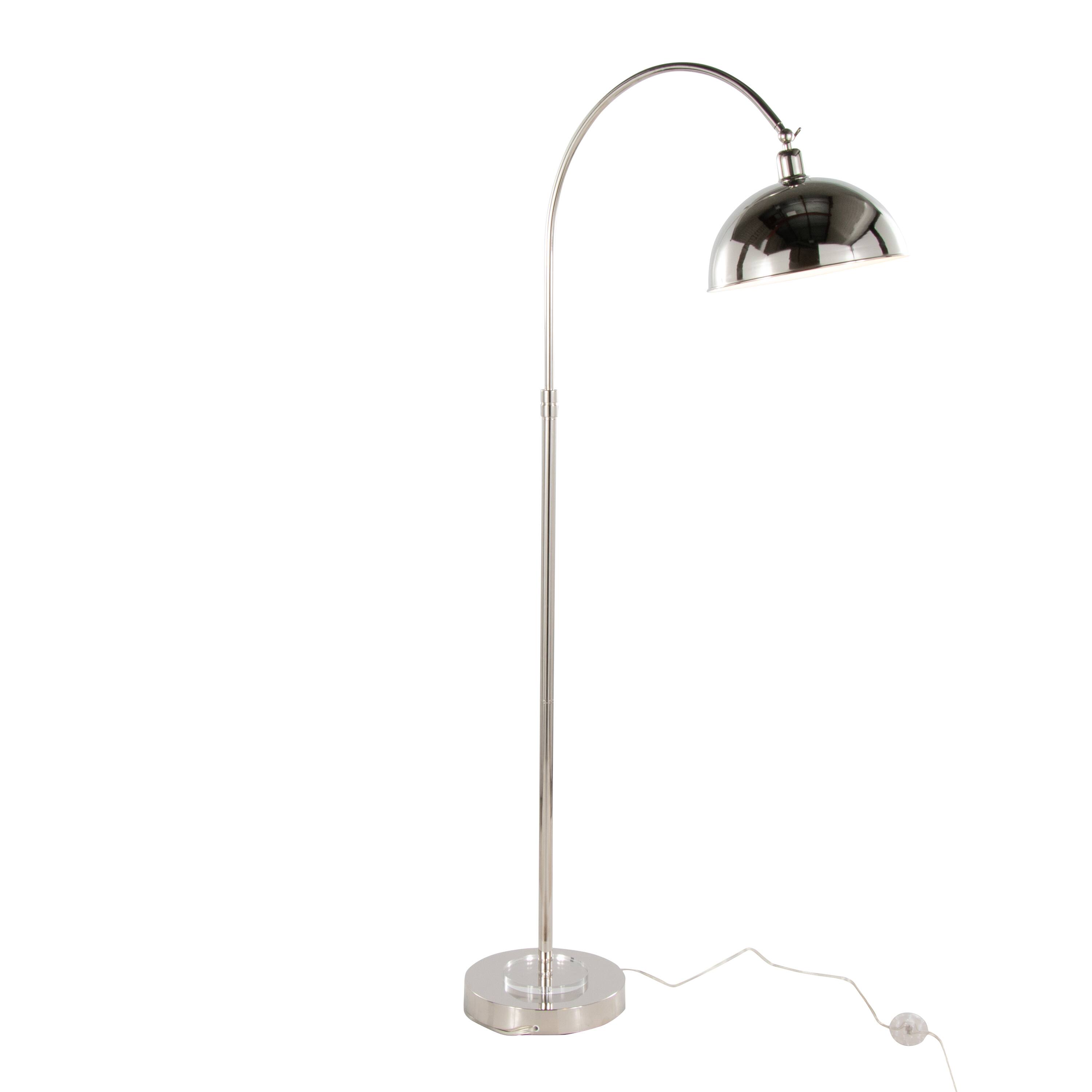 Alt View 4. Loheer - Loheer Crystal Floor Lamp Polished Nickel Tall Standing Light for Bedroom - Clear,Nickel,White.