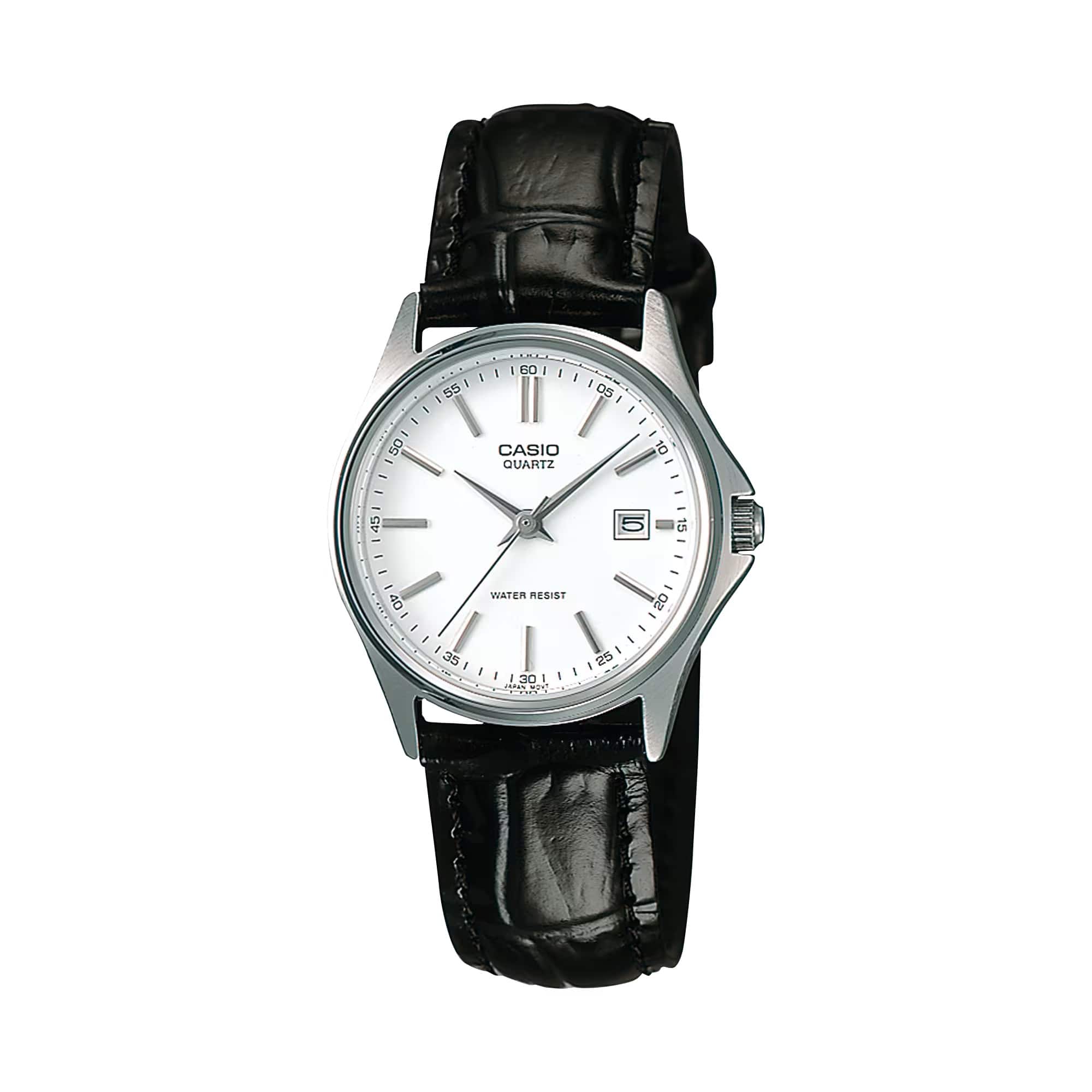 Casio - Women’s Leather Band Silver Dial Analog Watch - LTP-1183E-7A - Black