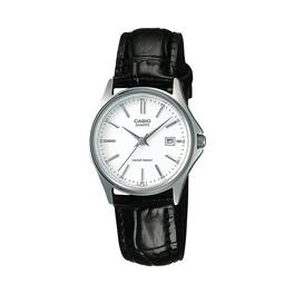Casio - Women’s Leather Band Silver Dial Analog Watch - LTP-1183E-7A - Black