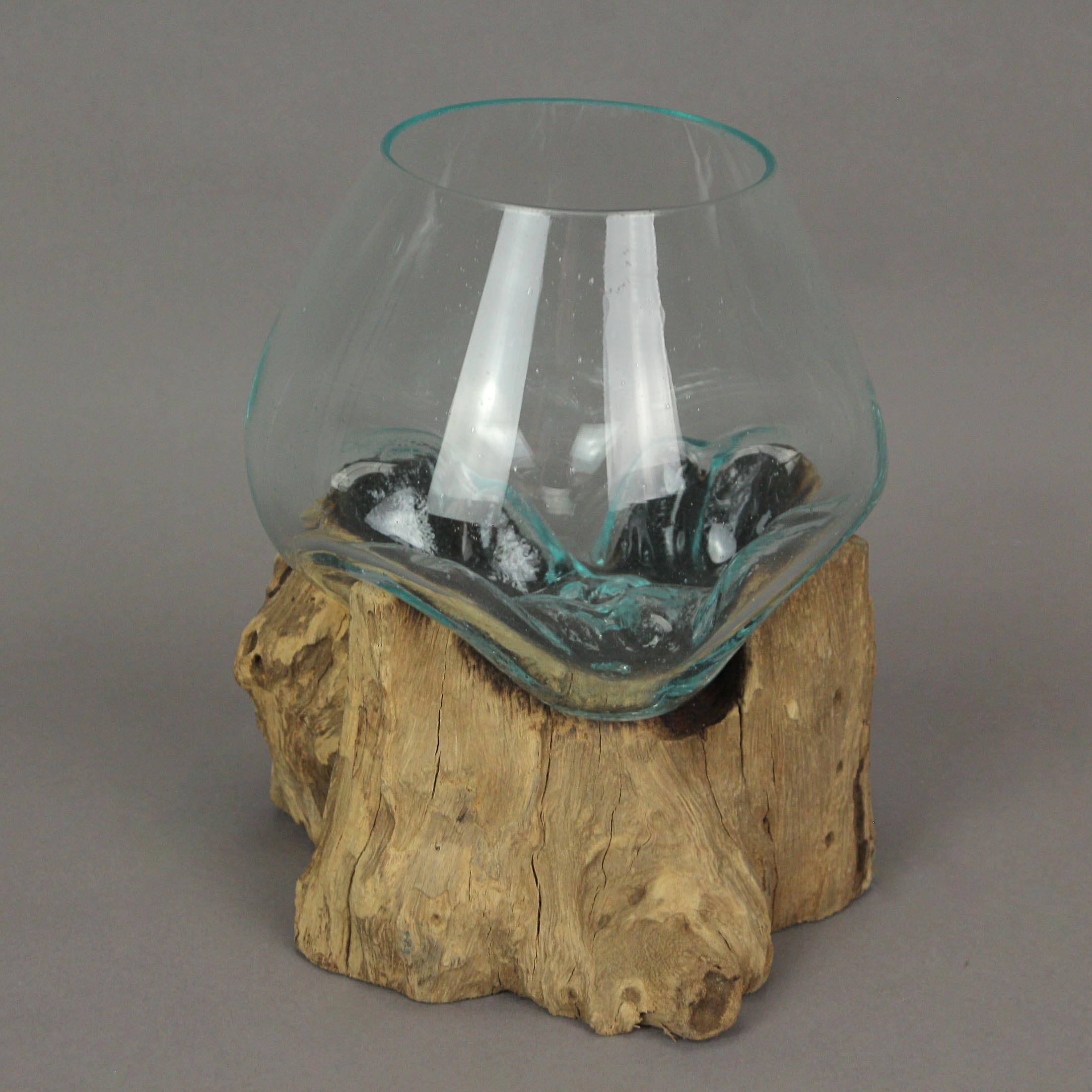 Alt View 6. Chesapeake Bay - Molten Glass On Teak Driftwood Decorative Bowl/Vase/Terrarium Planter Home Decor - Brown.