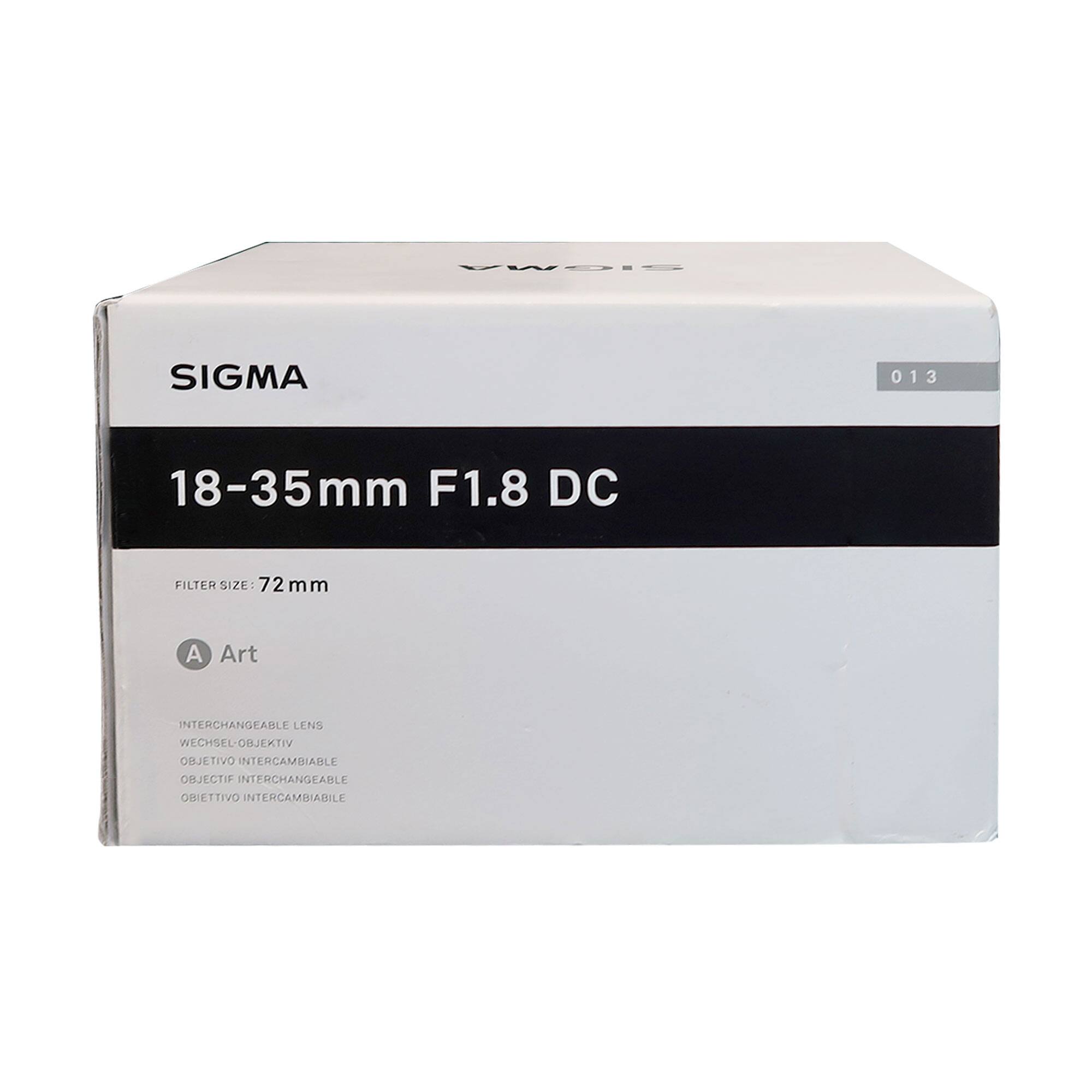 SIGMA  
18-35mm F1.8 DC  
FILTER SIZE: 72mm  
A Art  
INTERCHANGEABLE LENS  
WECHSEL-OBJEKTIV  
OBJETIVO INTERCAMBIABLE  
OBJECTIF INTERCHANGEABLE  
OBIETTIVO INTERCAMBIABILE