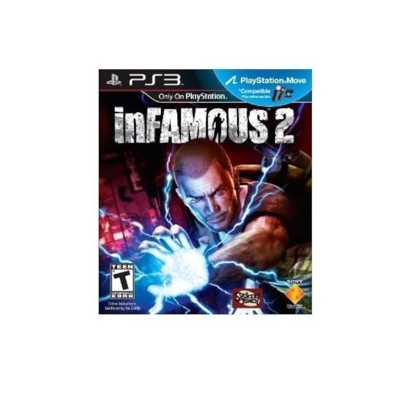PS3  
Only On PlayStation.  
INFAMOUS 2  

PlayStation.Move  
Compatible  

TEEN  
T  
Online Interactions Not Rated by the ESRB  

SONY - T (Teen 13+)