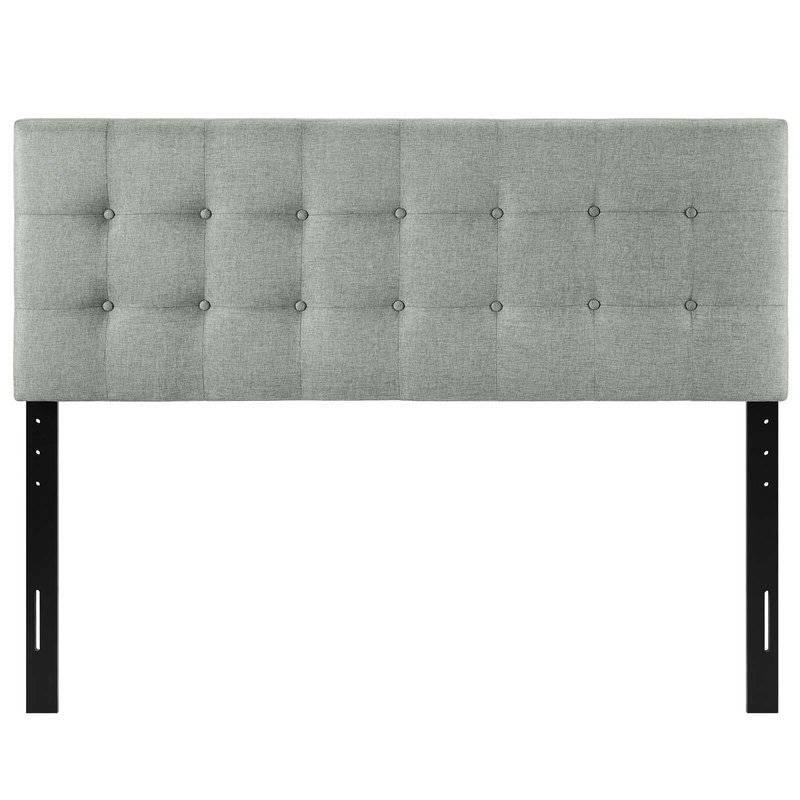 Back. Hivvago - Full size Grey Fabric Button-Tufted Upholstered Headboard - Gray.