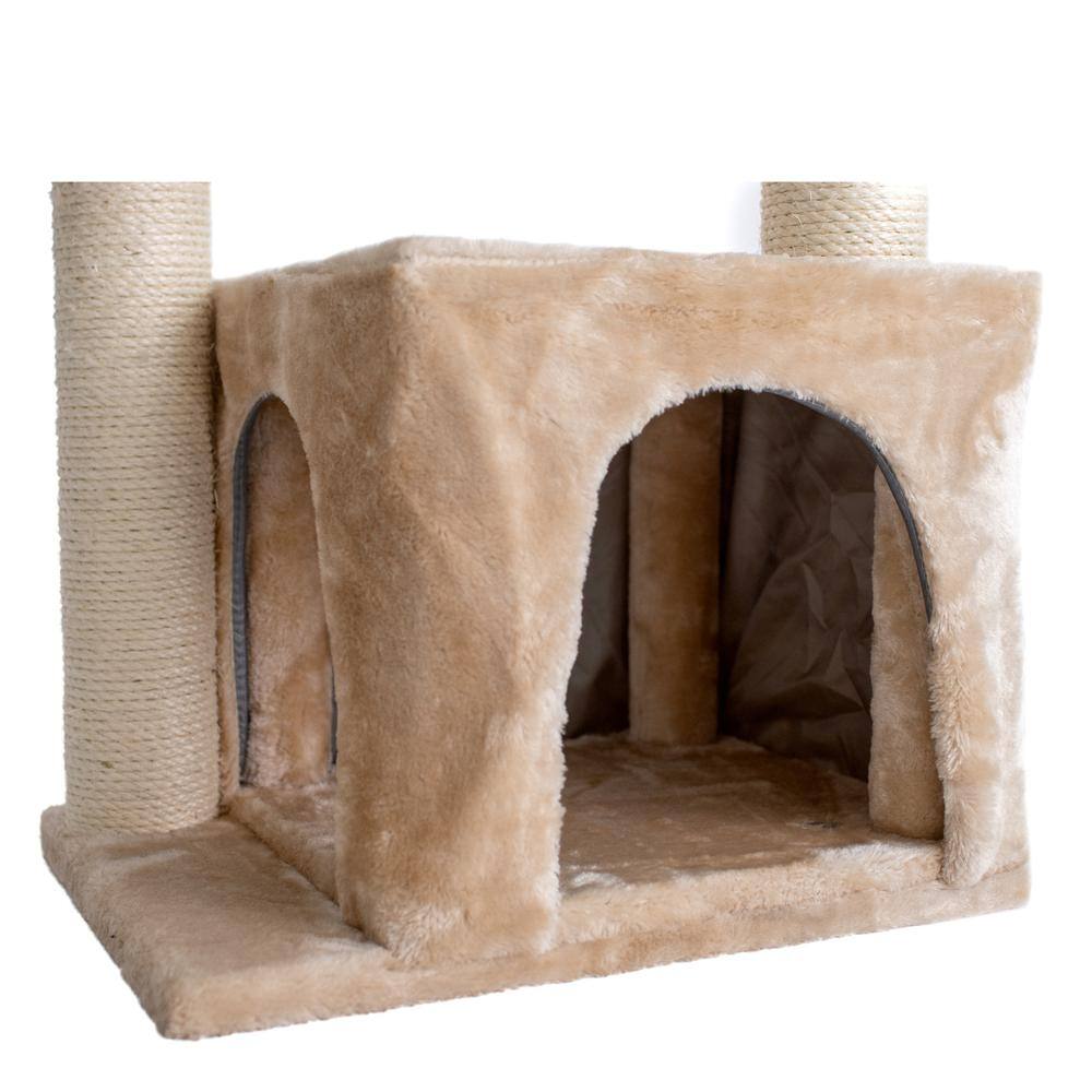 Angle. Armarkat - Classic Real Wood Cat Tree 32Inch Beige - Beige.